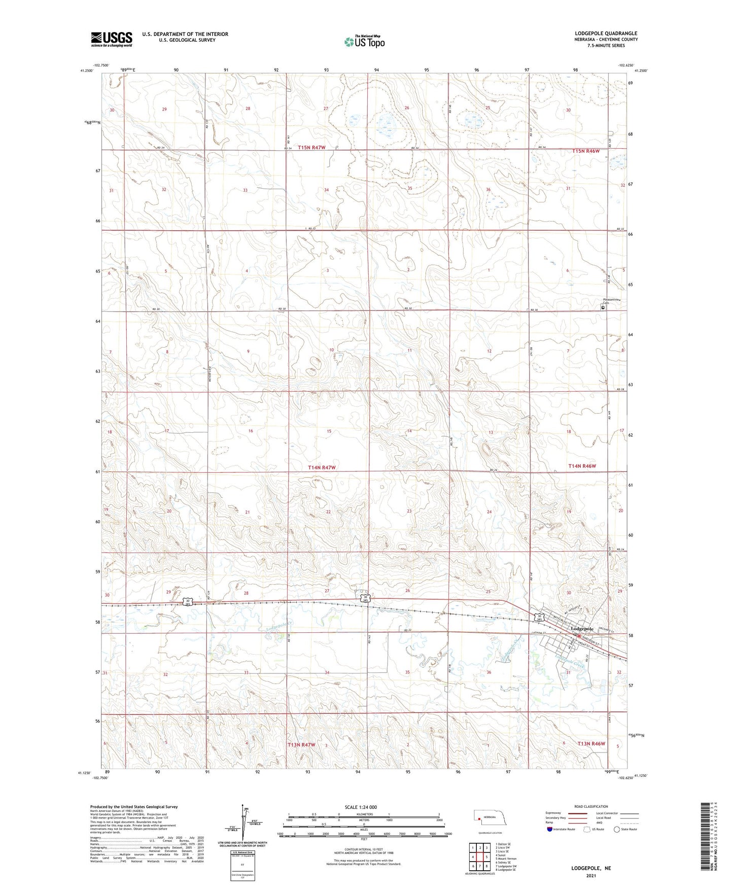 Lodgepole Nebraska US Topo Map Image