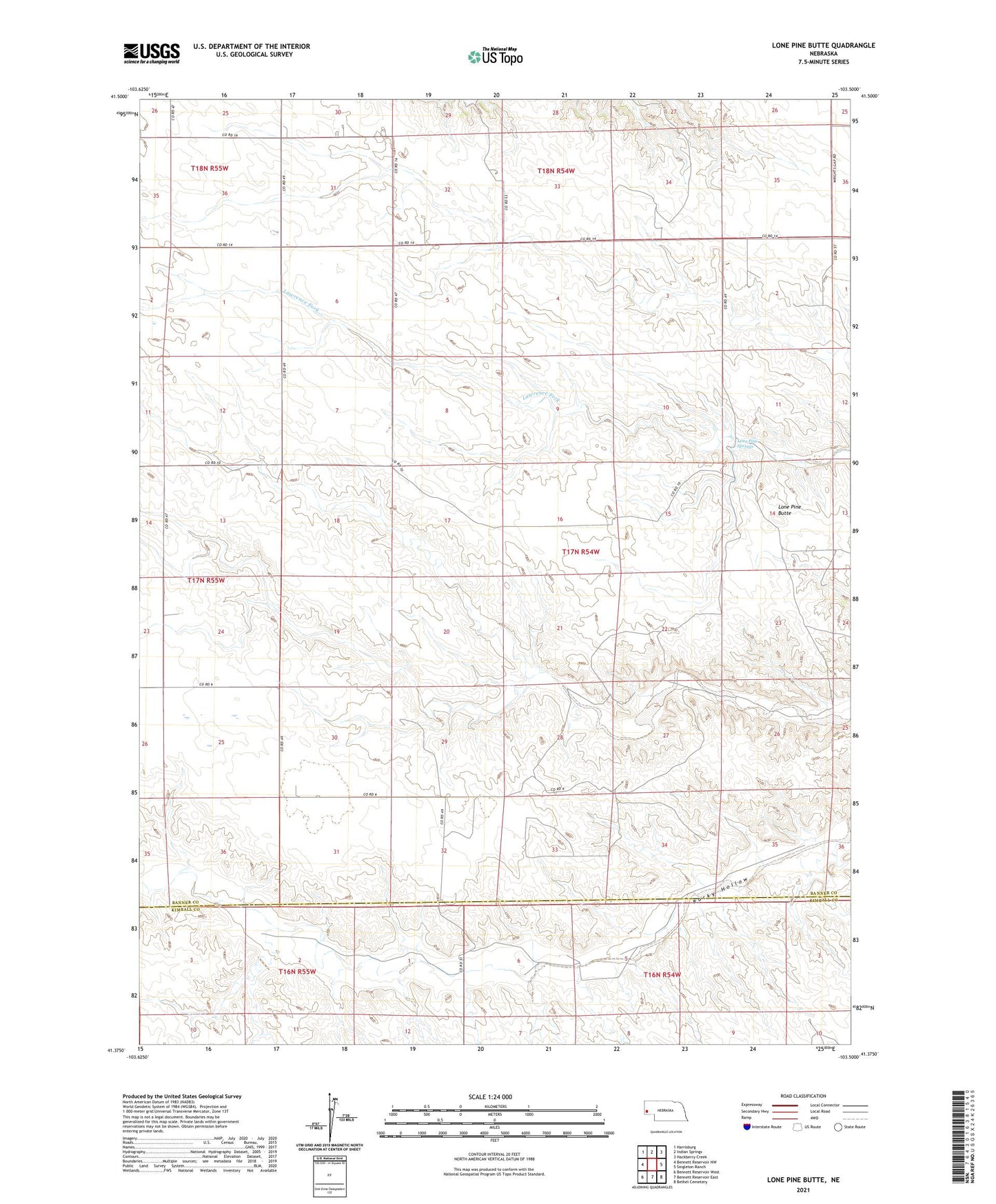 Lone Pine Butte Nebraska US Topo Map Image