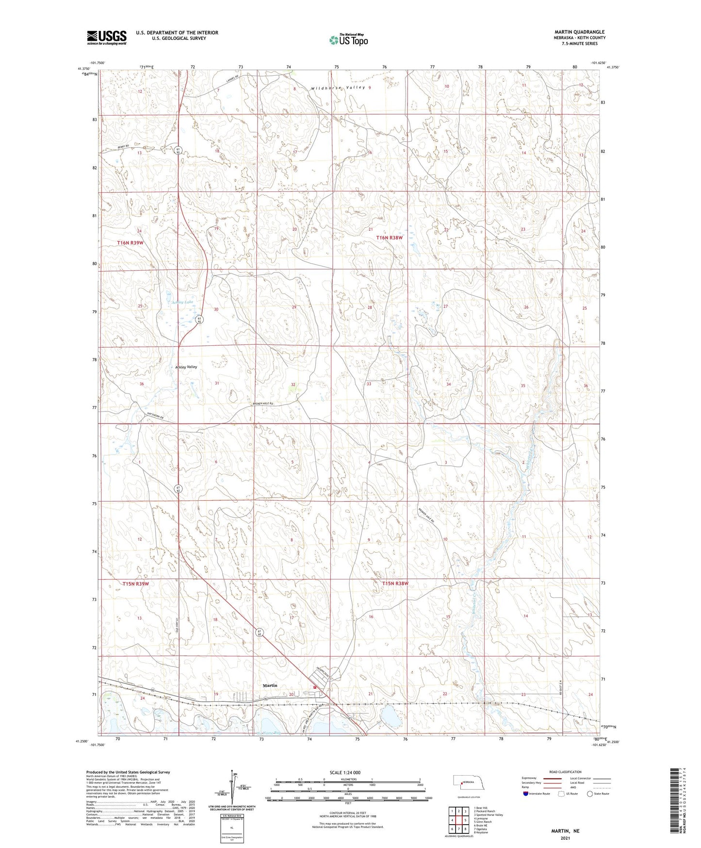 Martin Nebraska US Topo Map Image