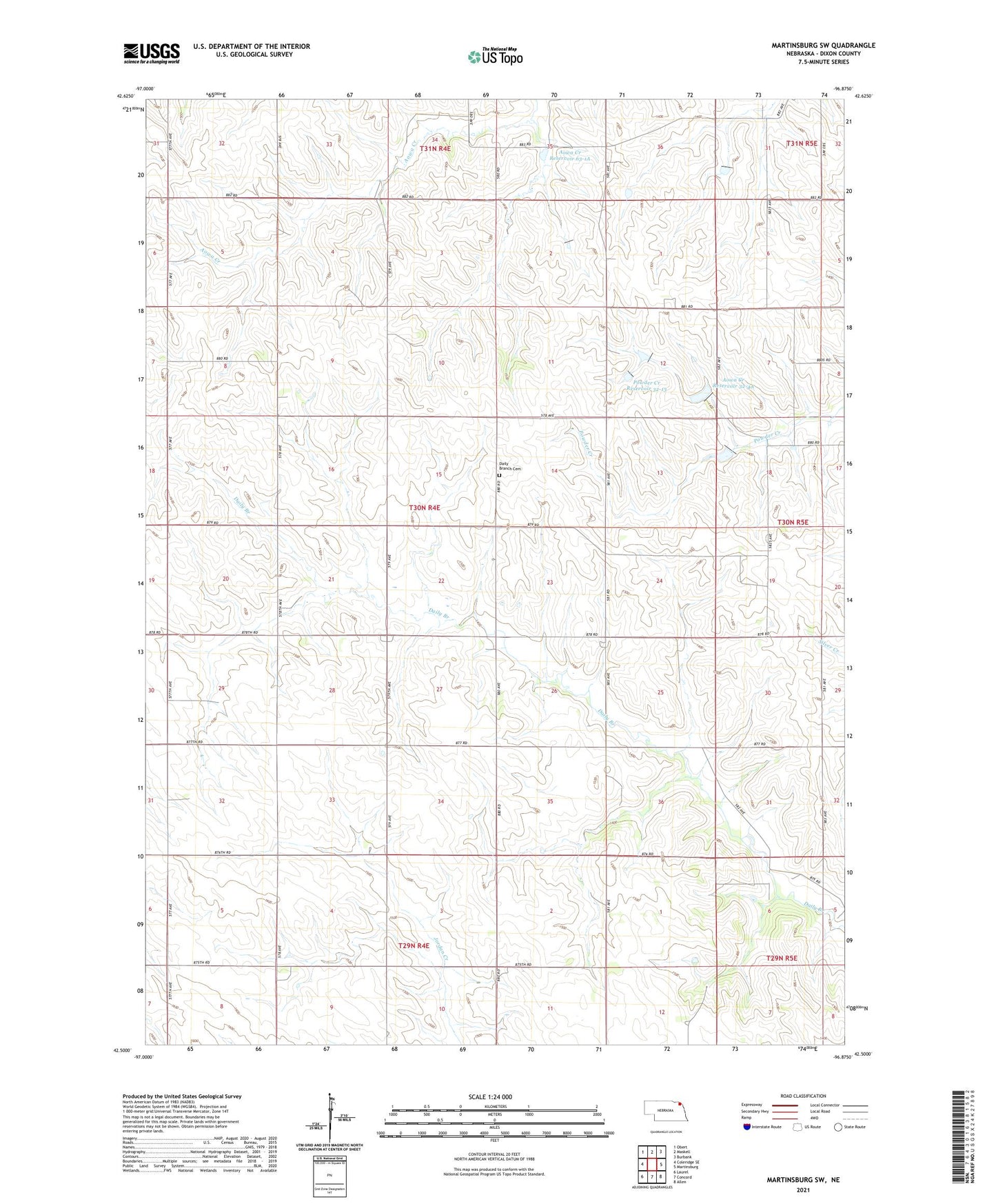 Martinsburg SW Nebraska US Topo Map Image
