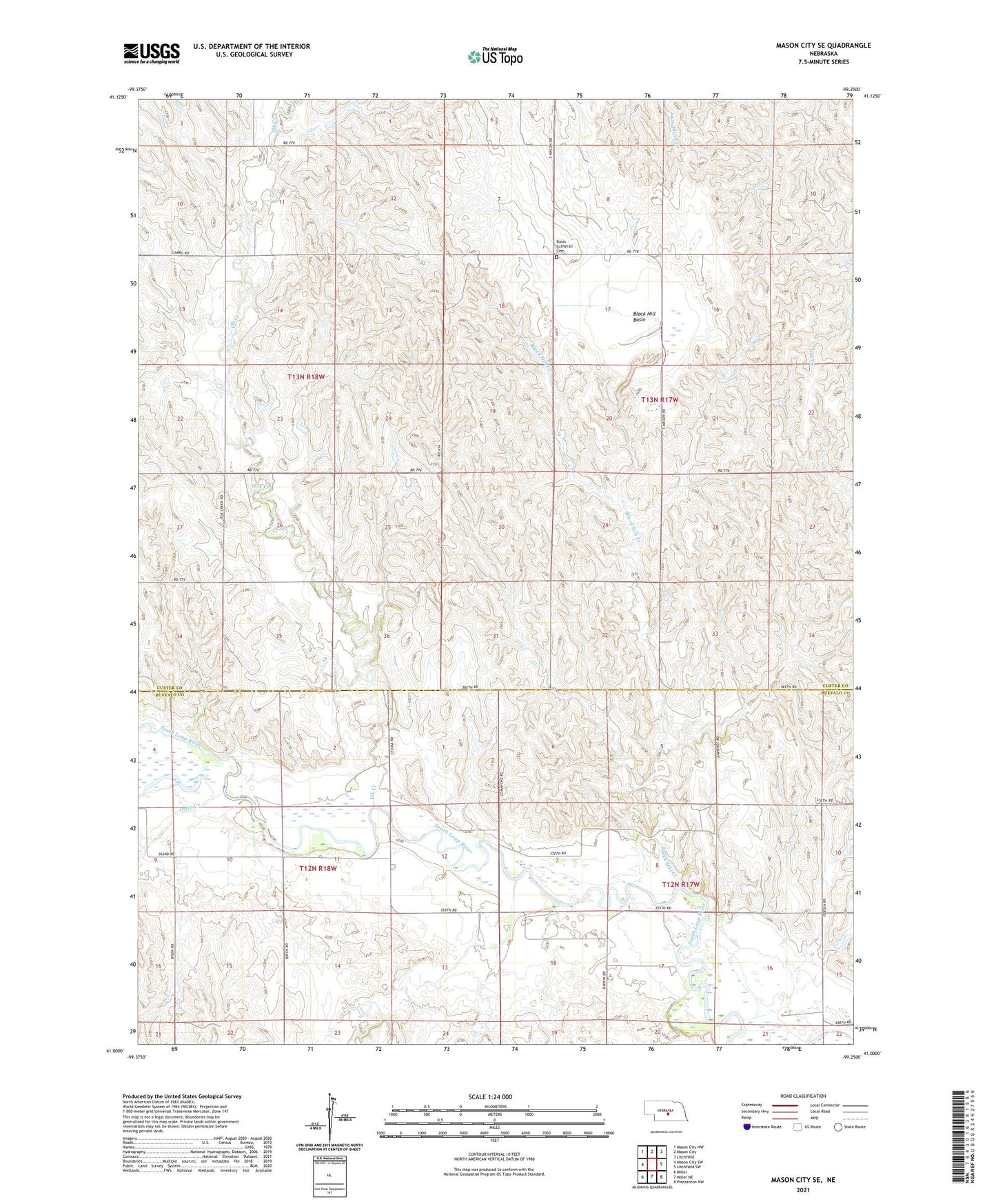 Mason City SE Nebraska US Topo Map Image
