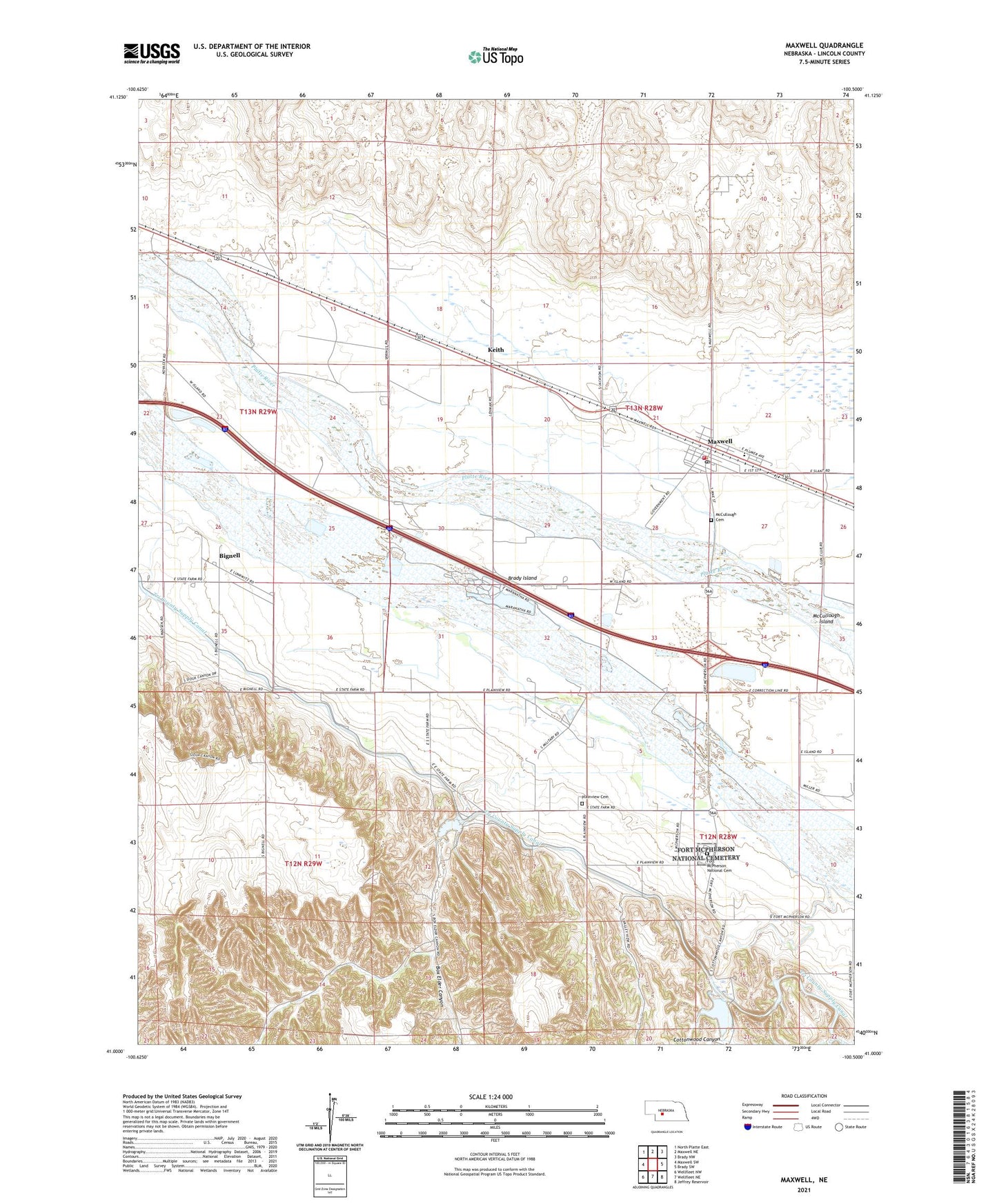 Maxwell Nebraska US Topo Map Image