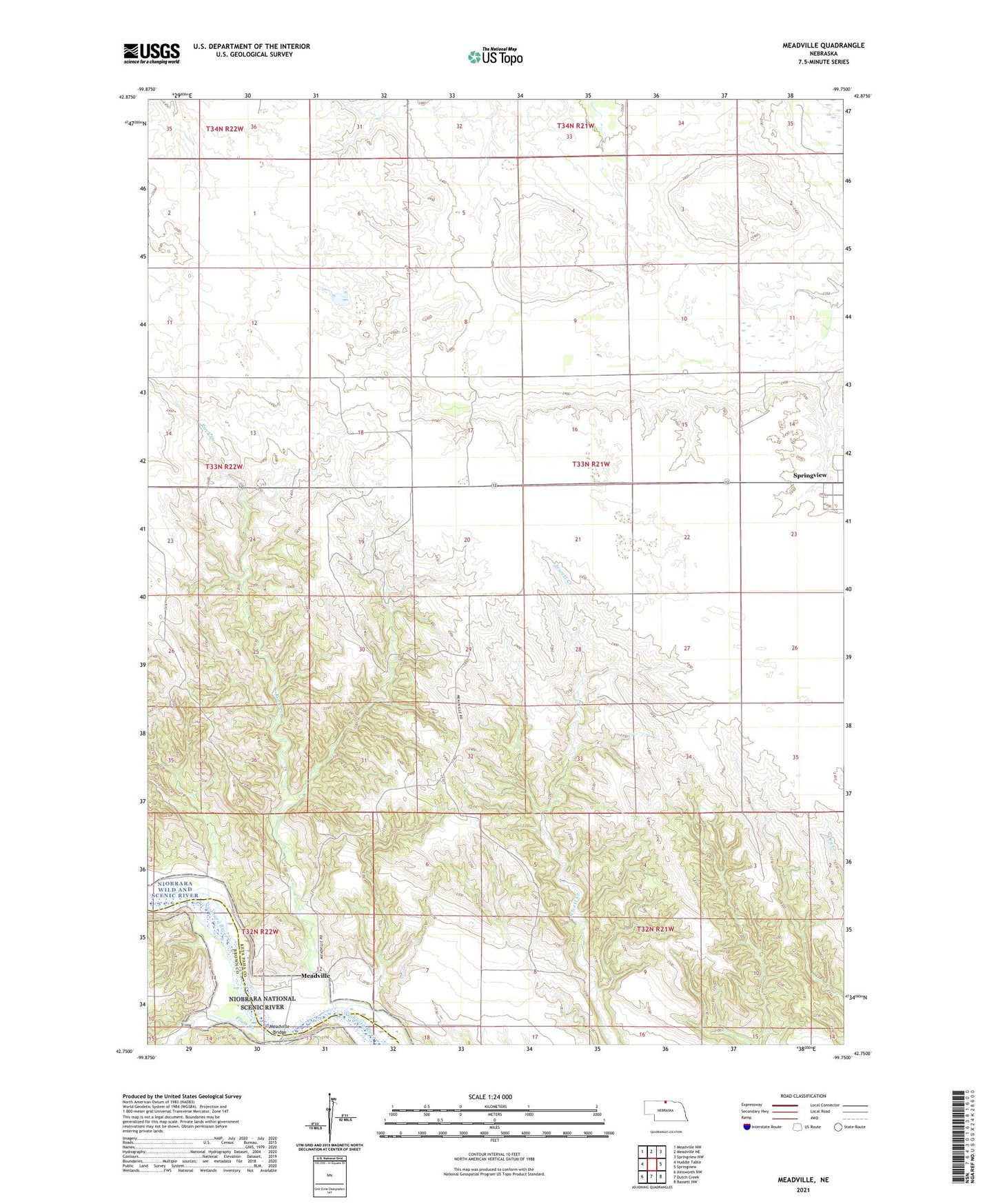 Meadville Nebraska US Topo Map Image