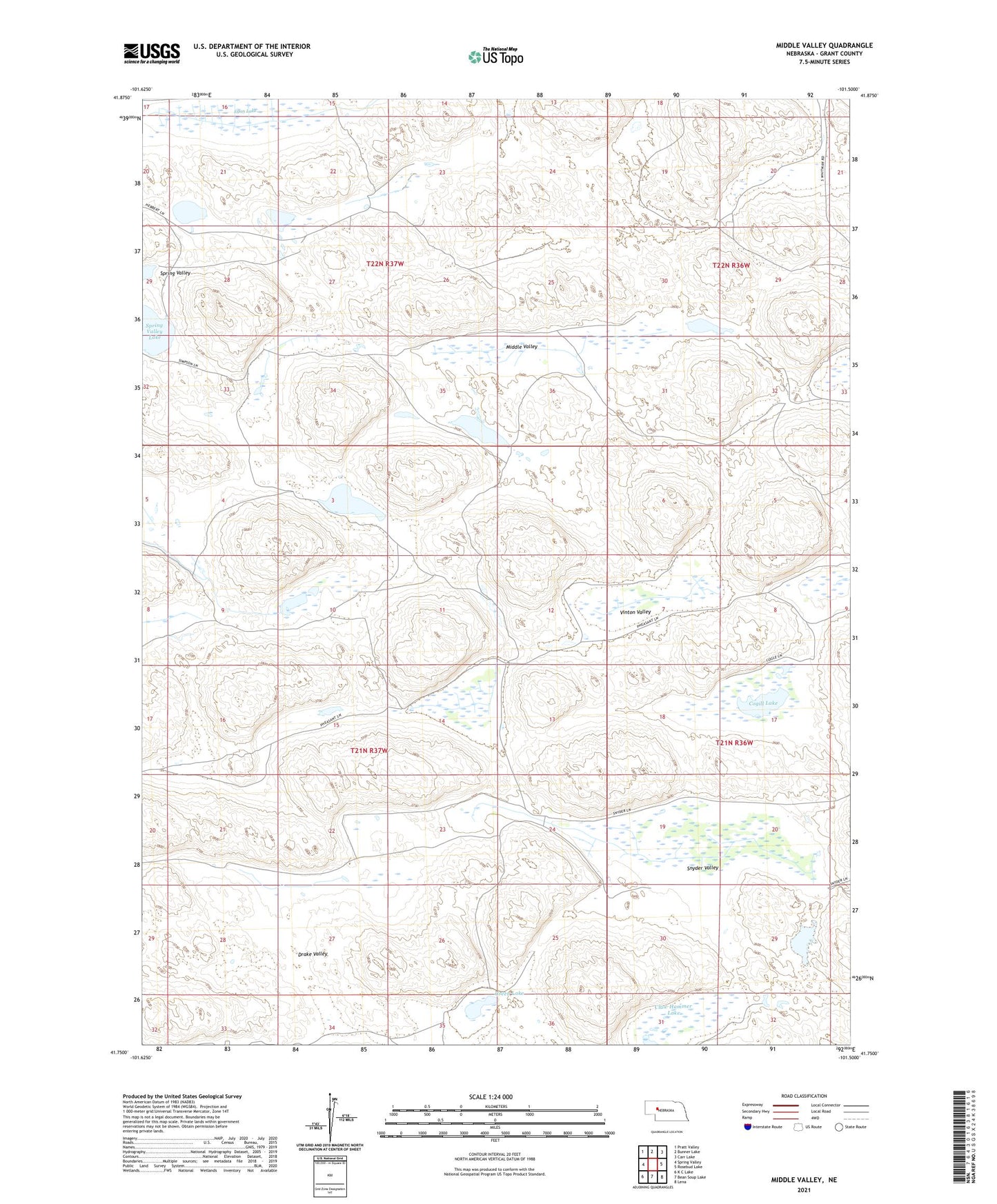 Middle Valley Nebraska US Topo Map Image