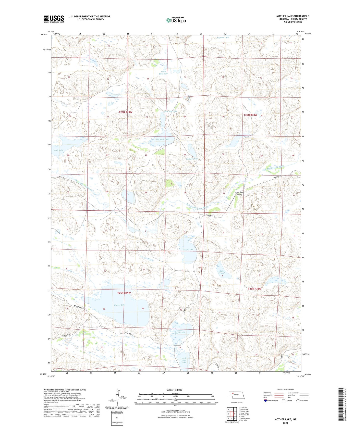 Mother Lake Nebraska US Topo Map Image
