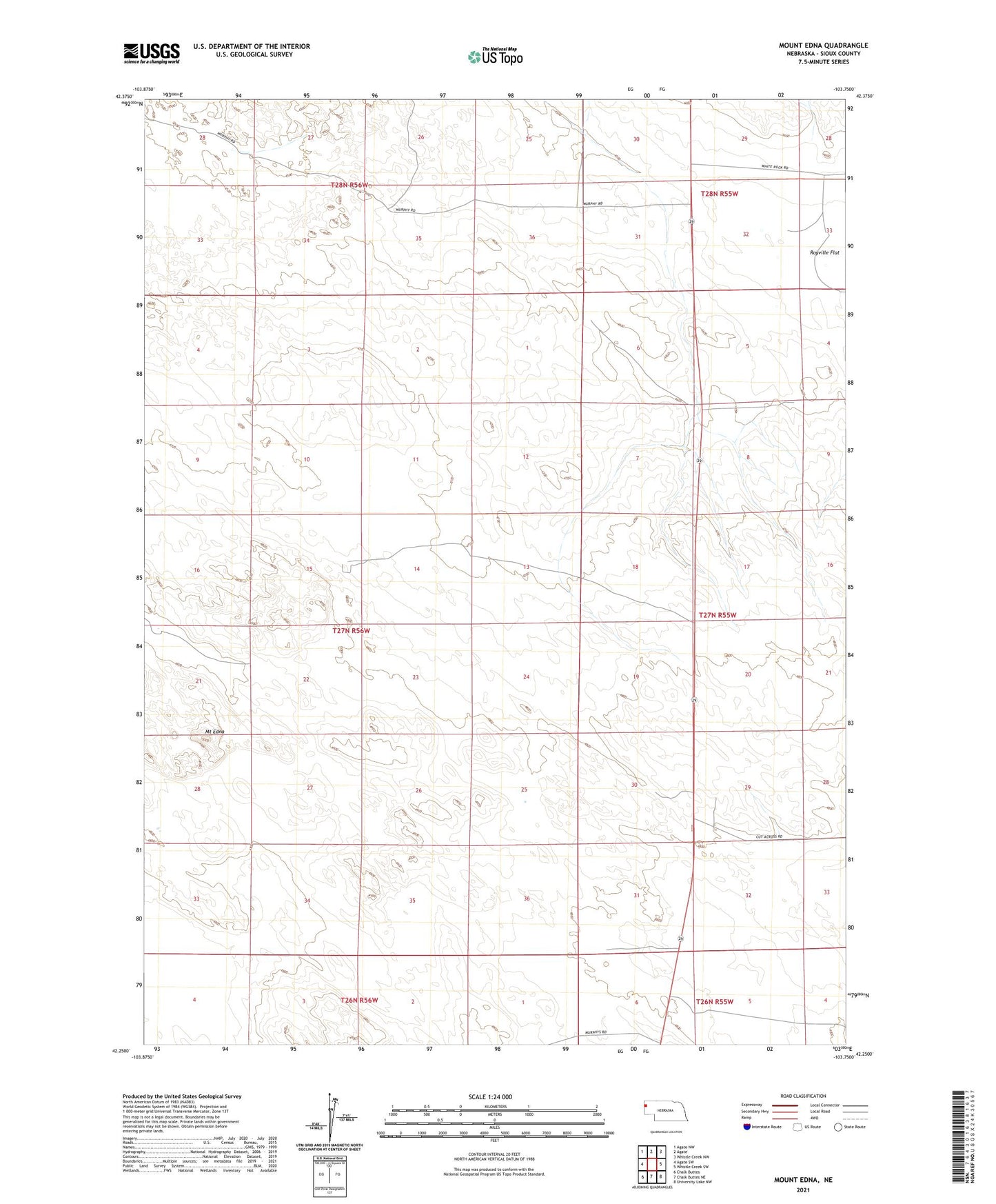 Mount Edna Nebraska US Topo Map Image