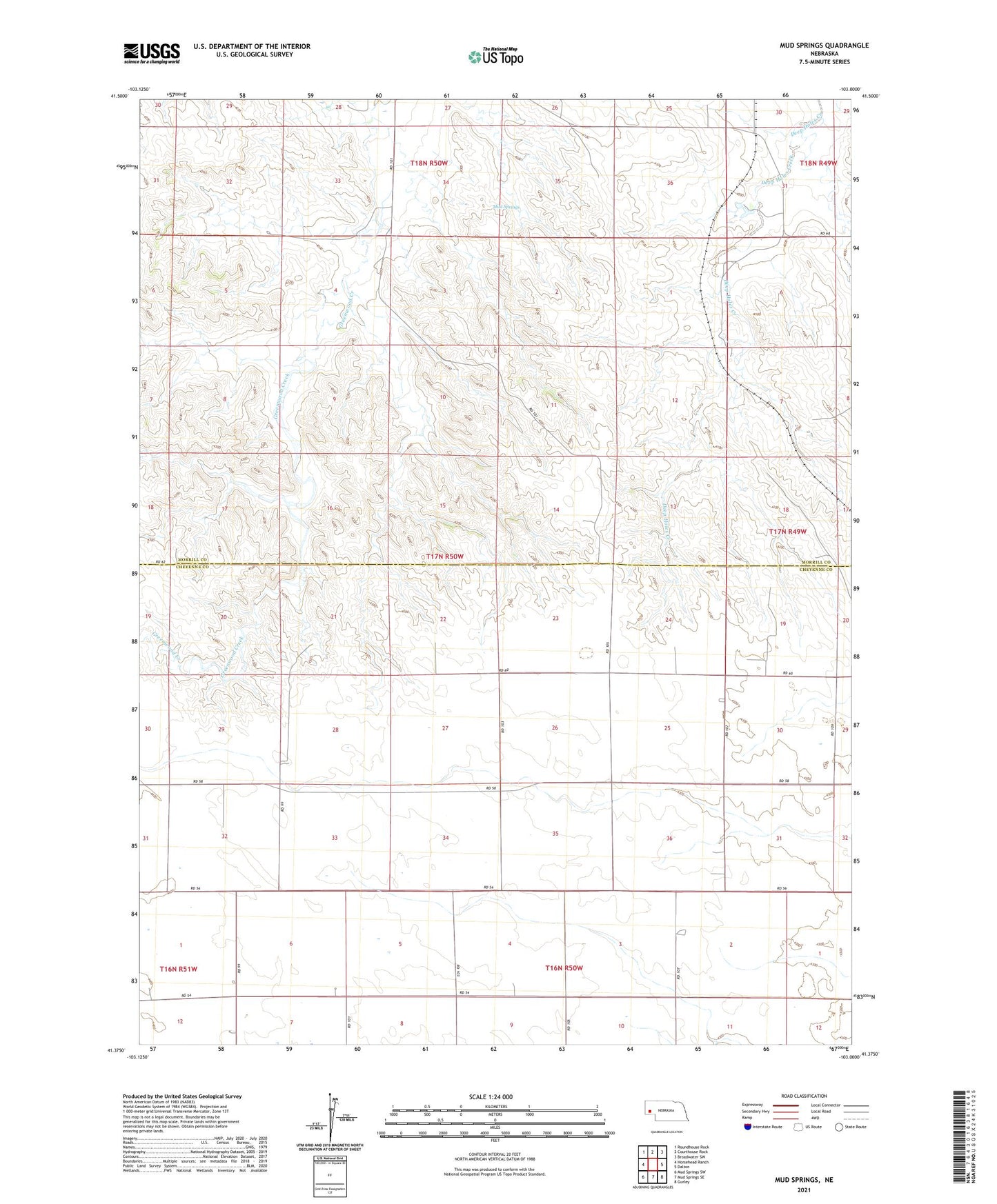 Mud Springs Nebraska US Topo Map Image