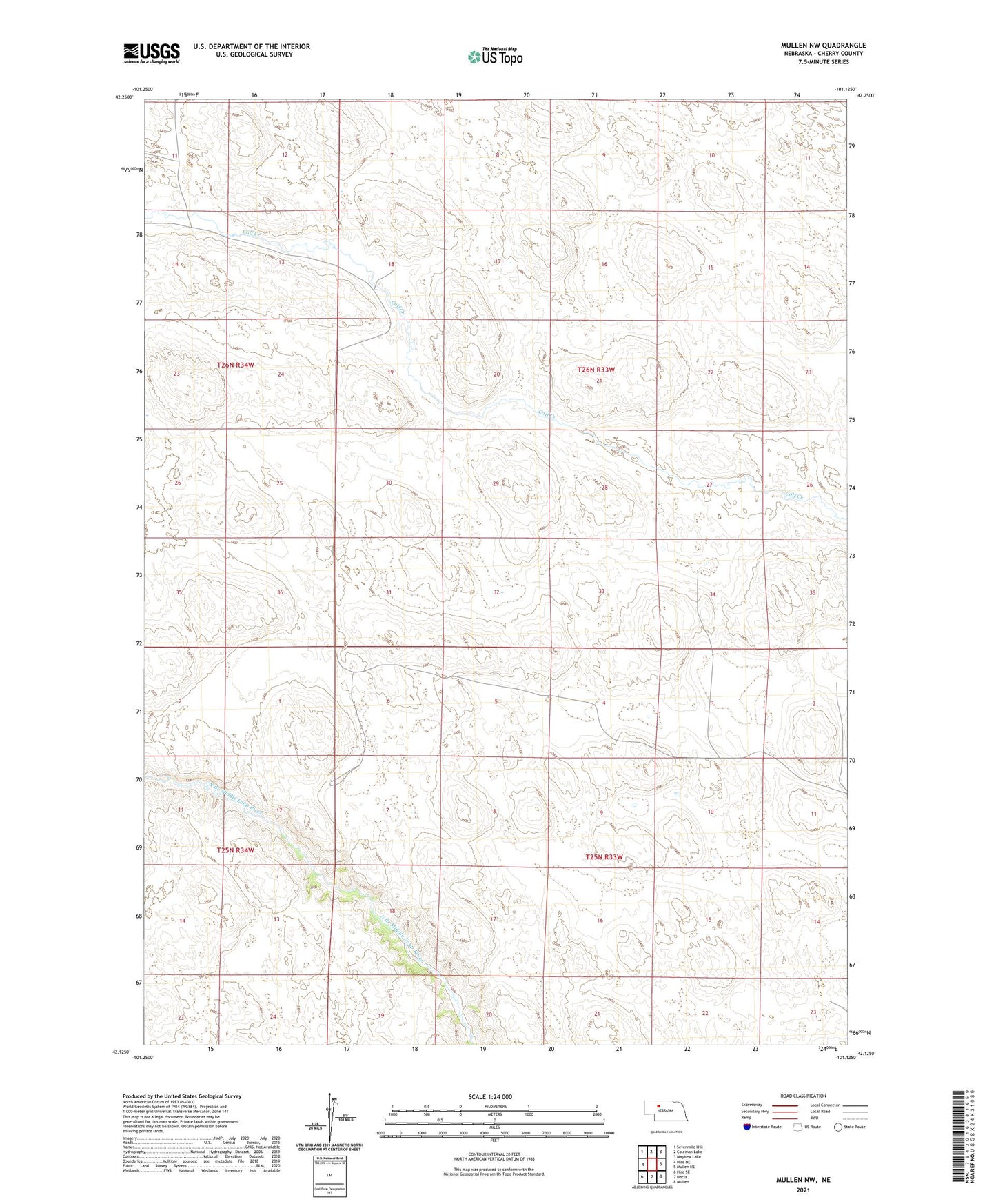 Mullen NW Nebraska US Topo Map Image