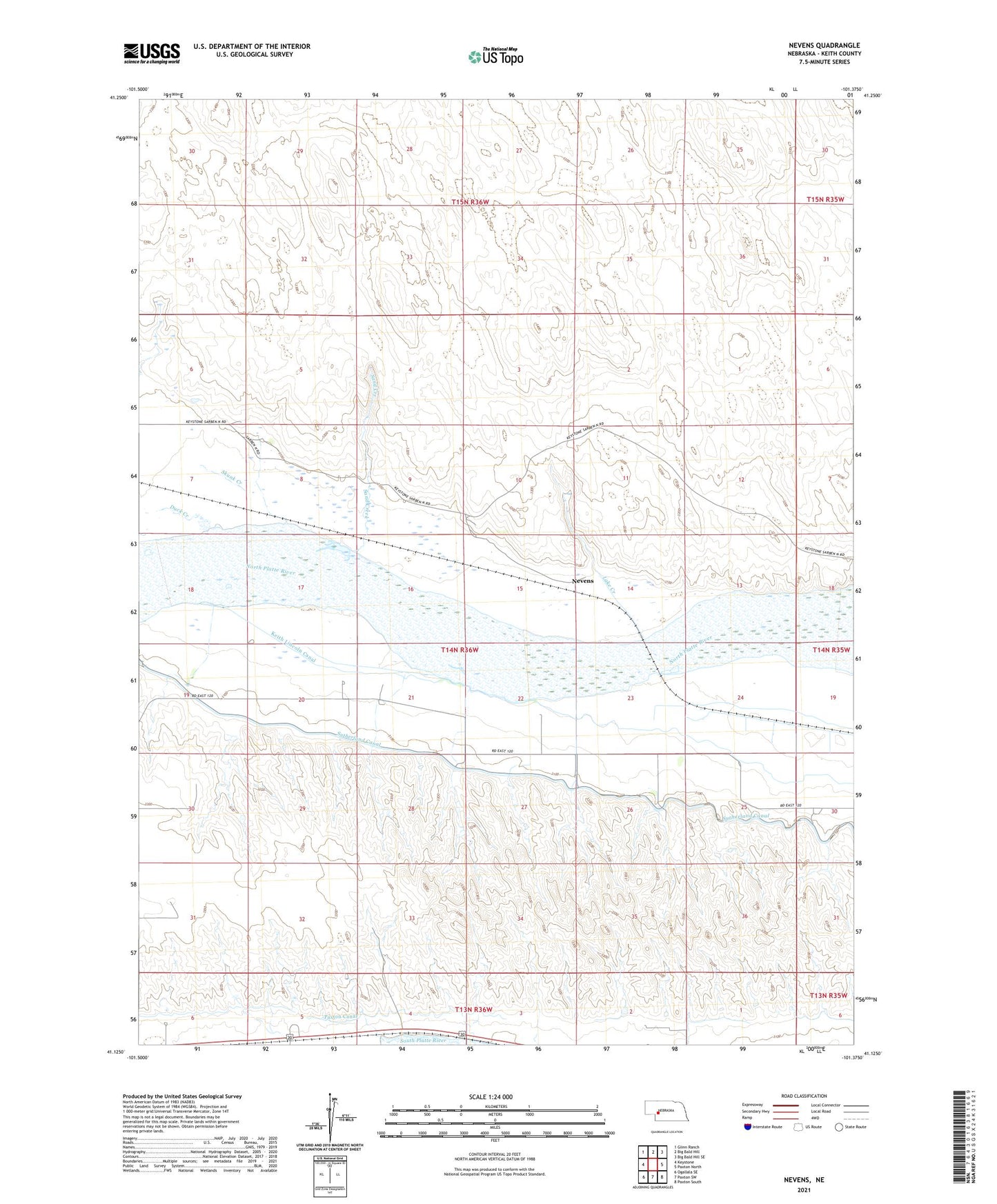 Nevens Nebraska US Topo Map Image