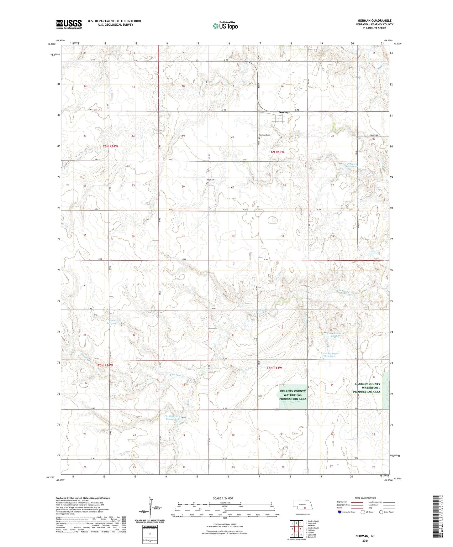 Norman Nebraska US Topo Map Image