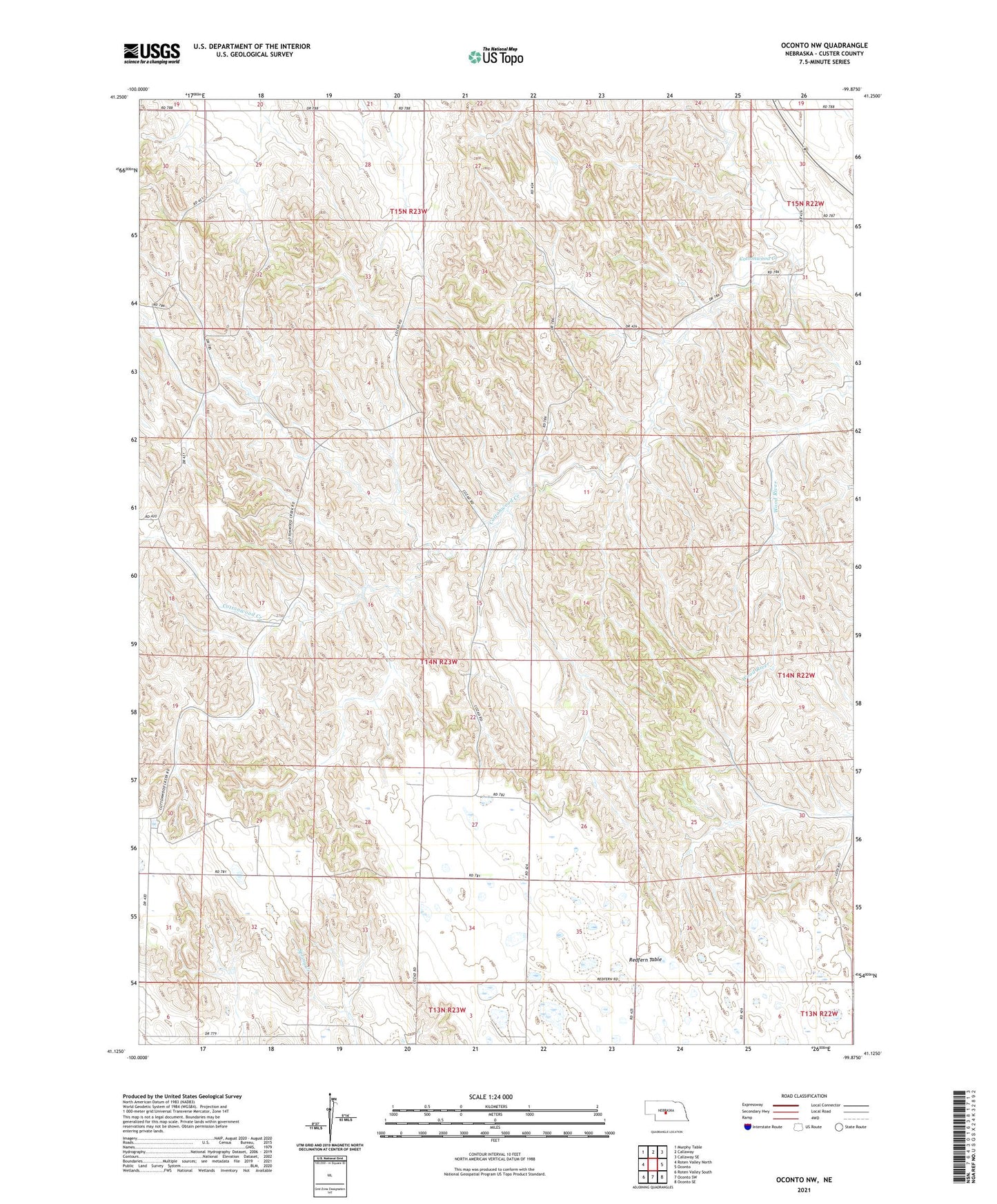 Oconto NW Nebraska US Topo Map Image