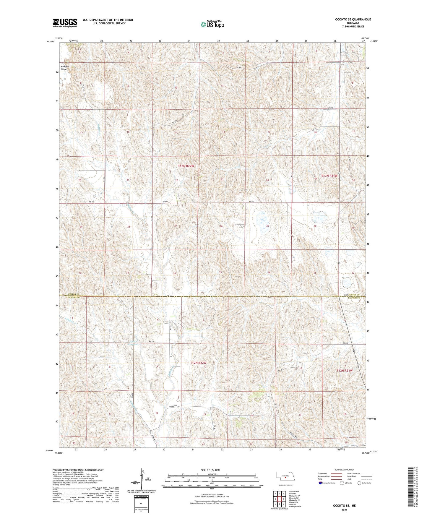 Oconto SE Nebraska US Topo Map Image
