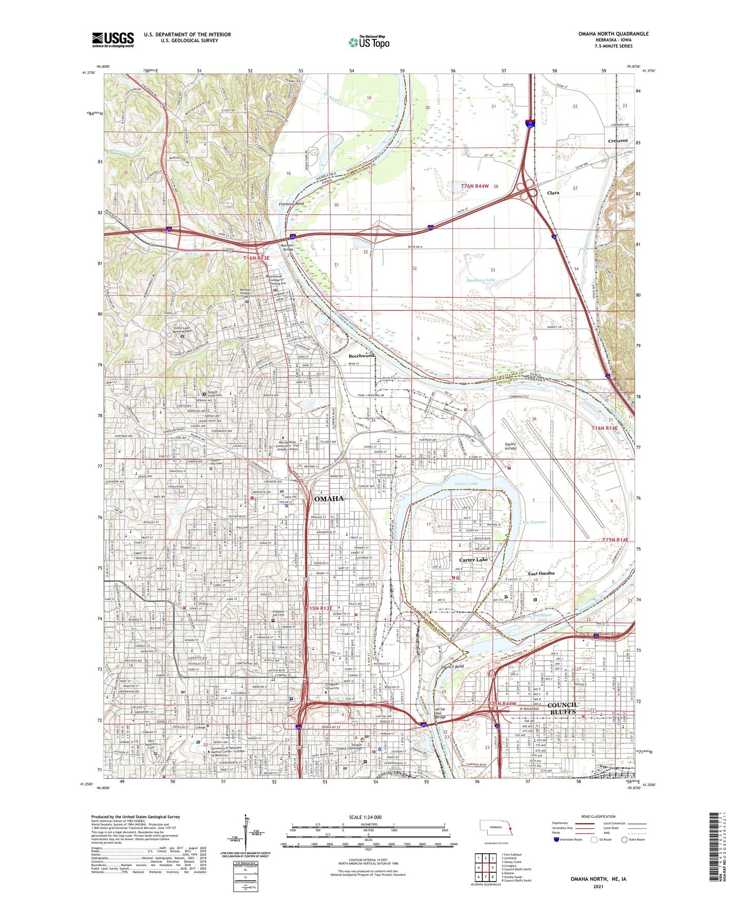 Omaha North Nebraska US Topo Map Image