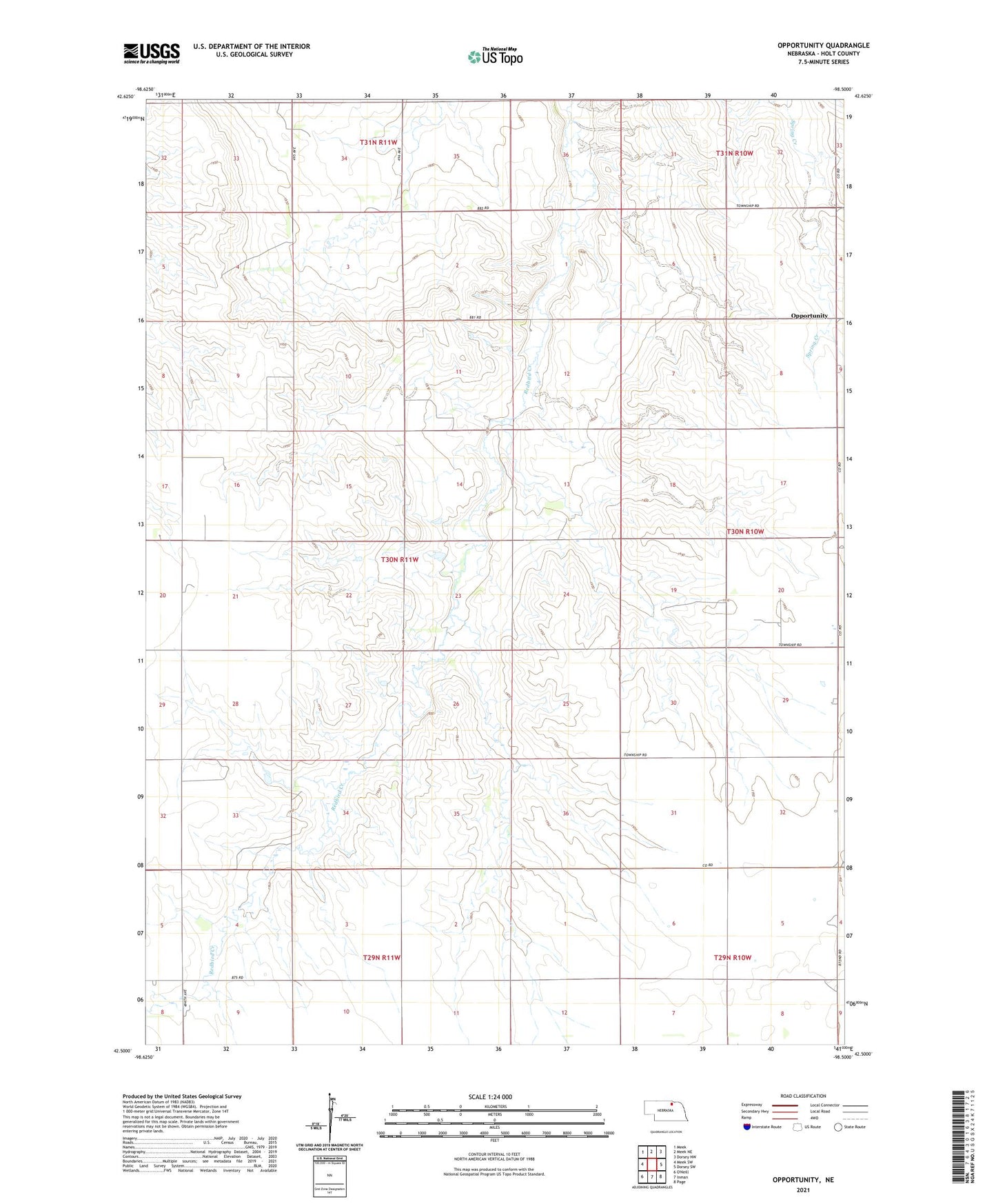 Opportunity Nebraska US Topo Map Image
