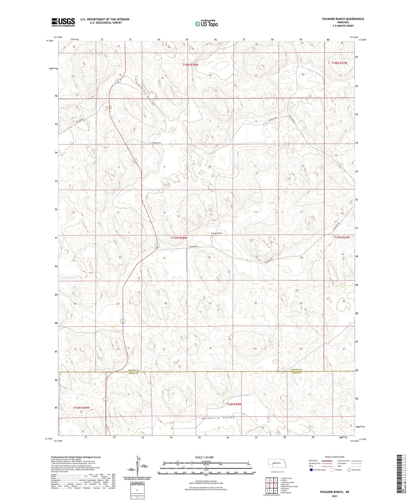 Packard Ranch Nebraska US Topo Map Image