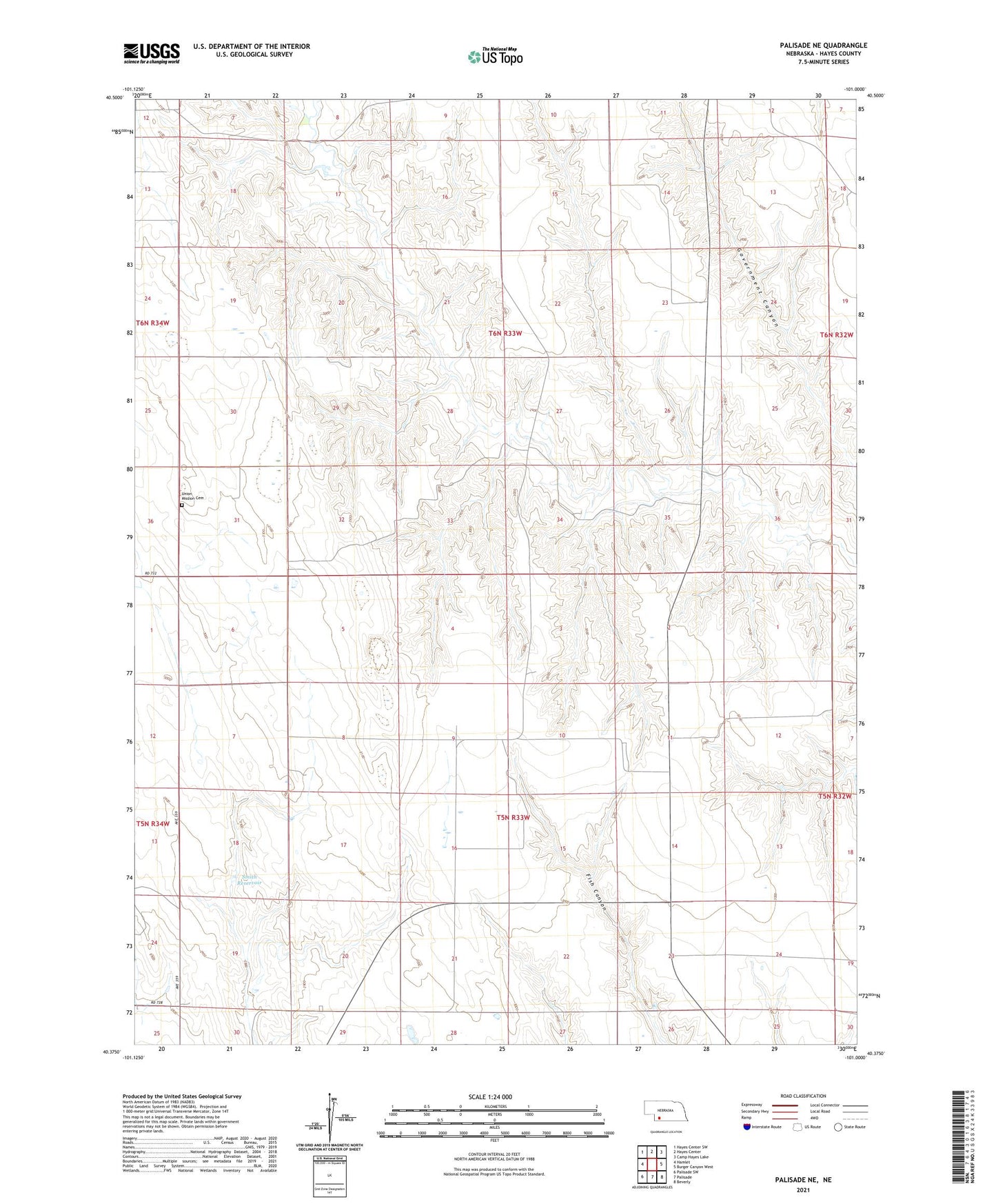 Palisade NE Nebraska US Topo Map Image