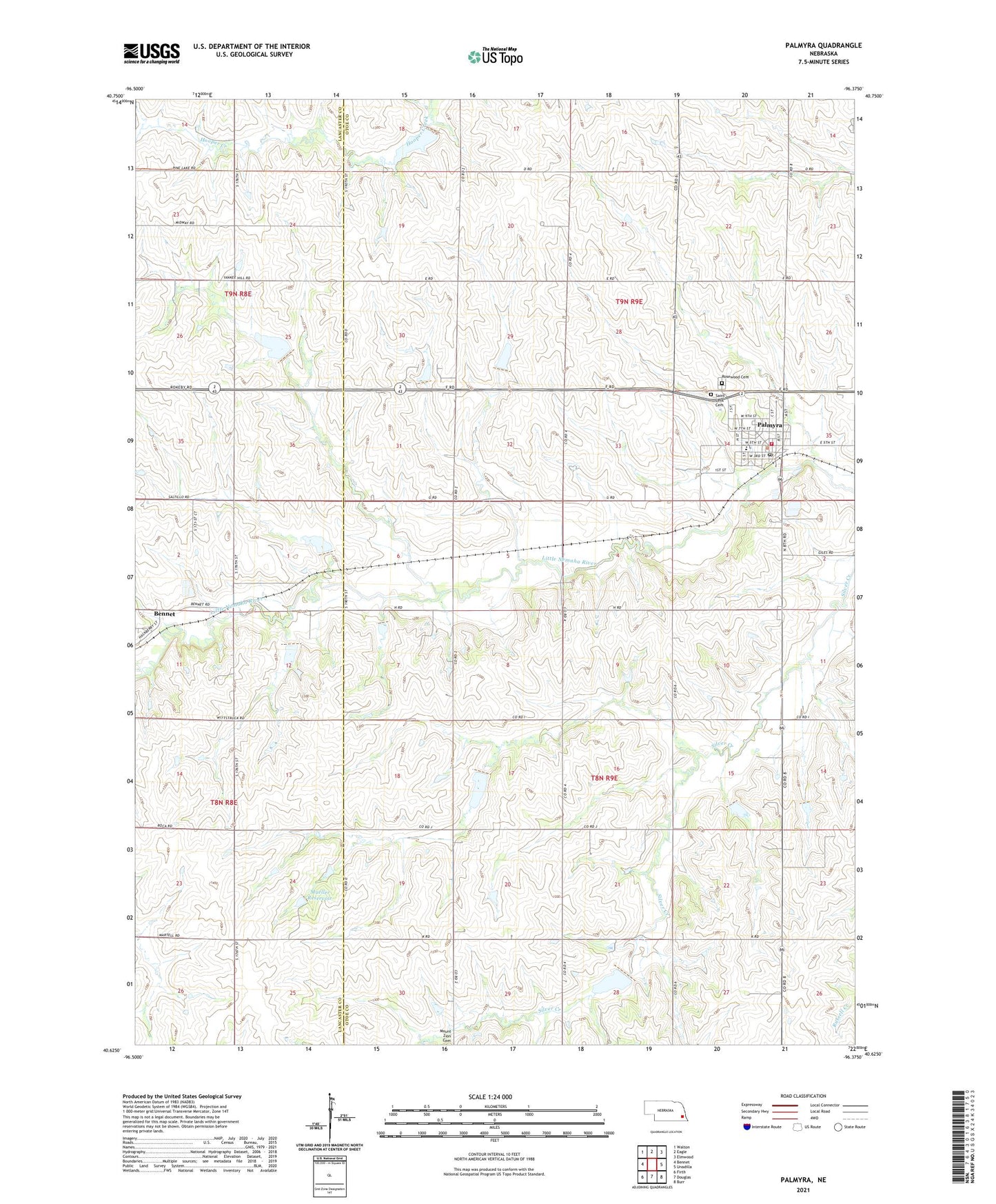 Palmyra Nebraska US Topo Map Image