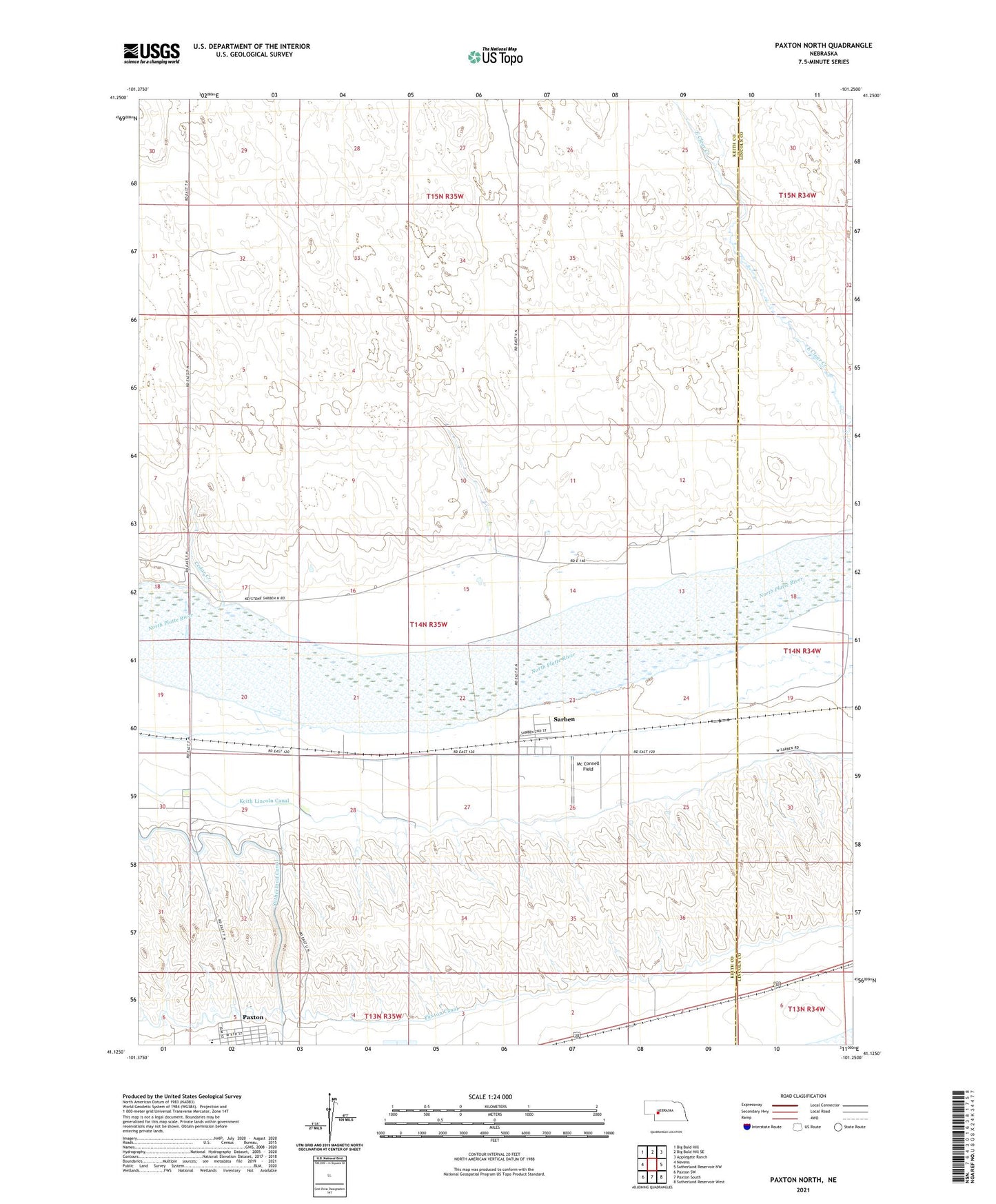 Paxton North Nebraska US Topo Map Image