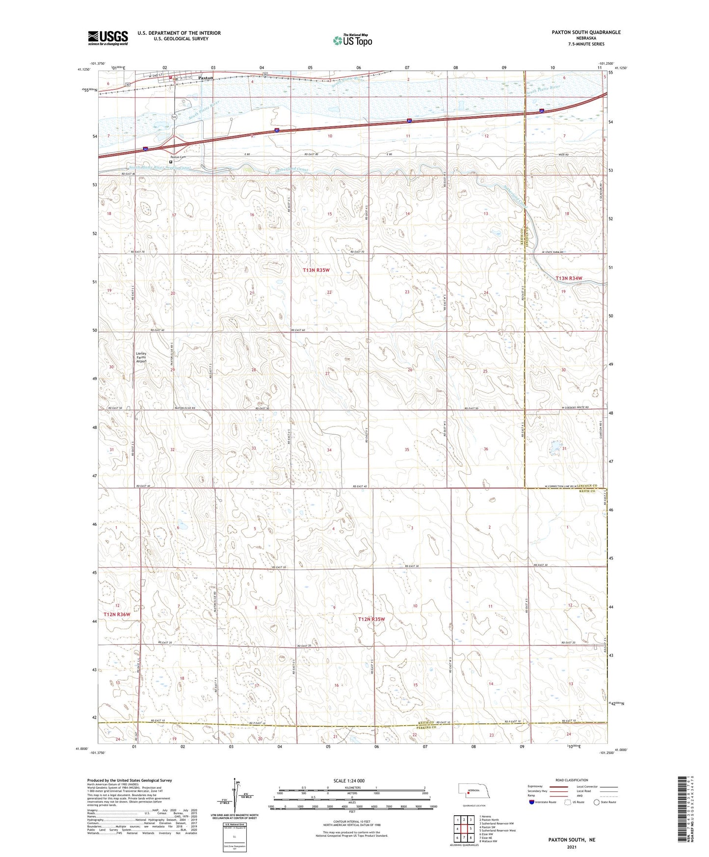 Paxton South Nebraska US Topo Map Image