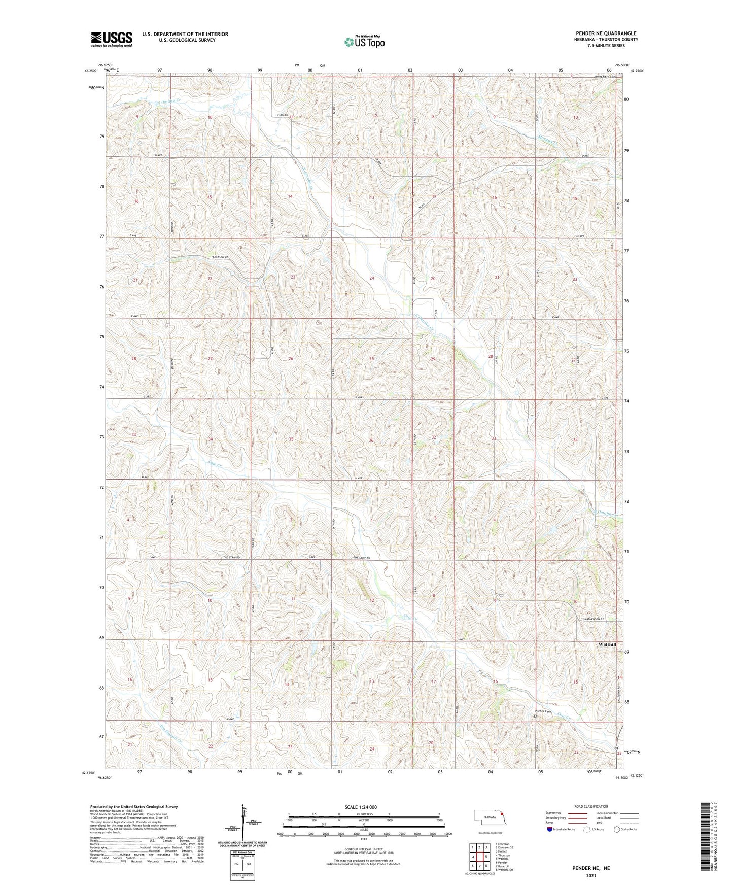 Pender NE Nebraska US Topo Map Image