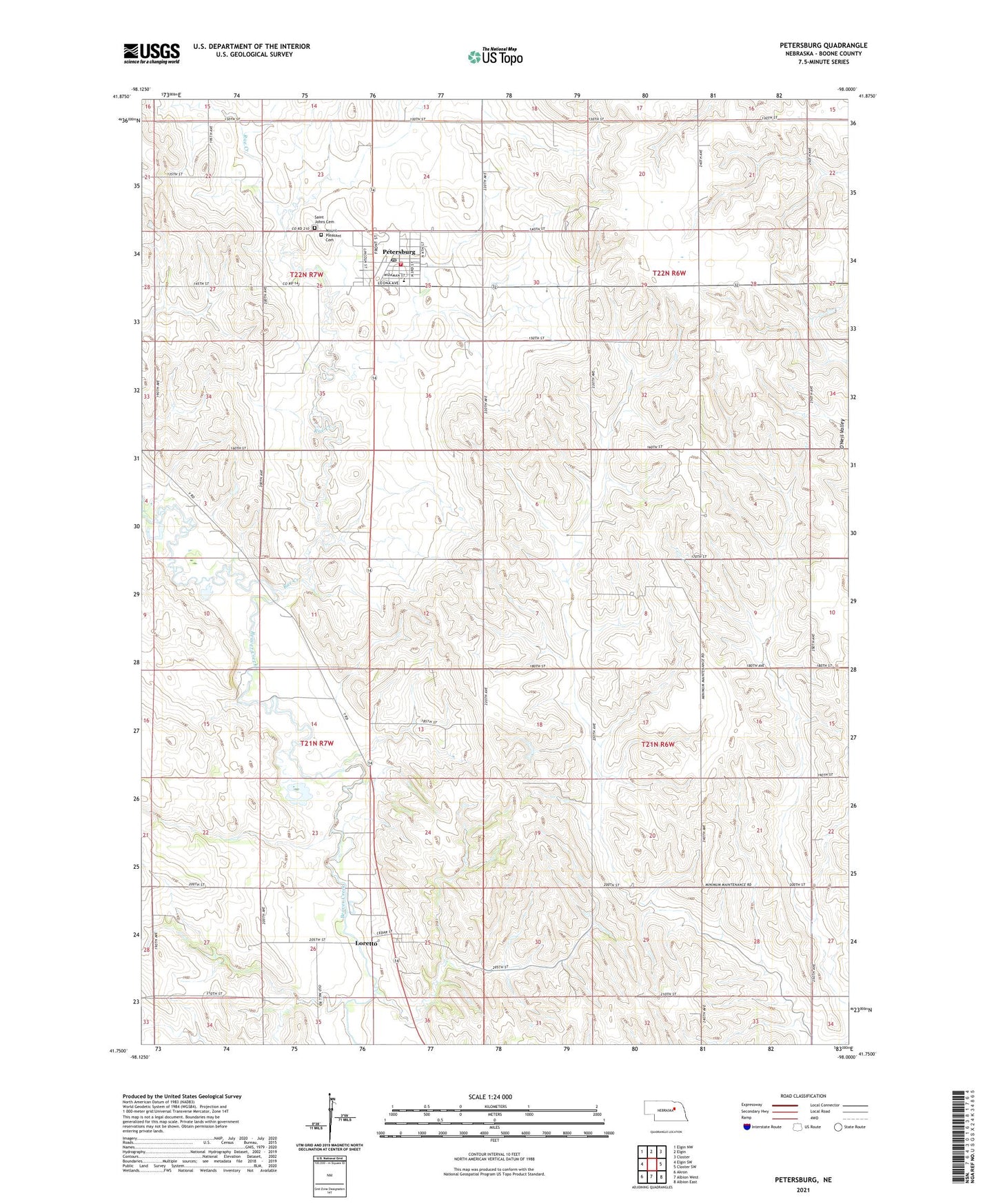 Petersburg Nebraska US Topo Map Image