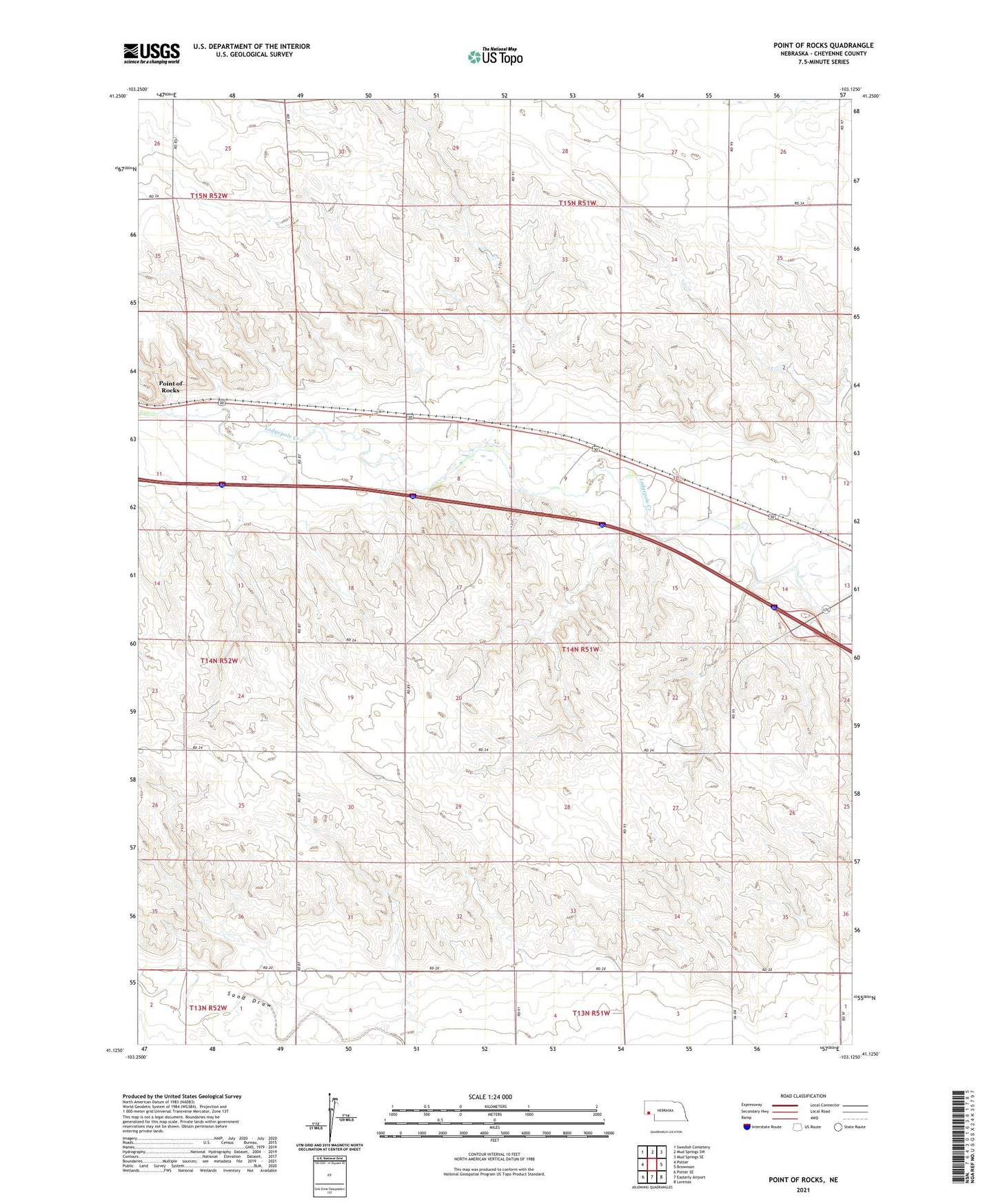Point of Rocks Nebraska US Topo Map Image