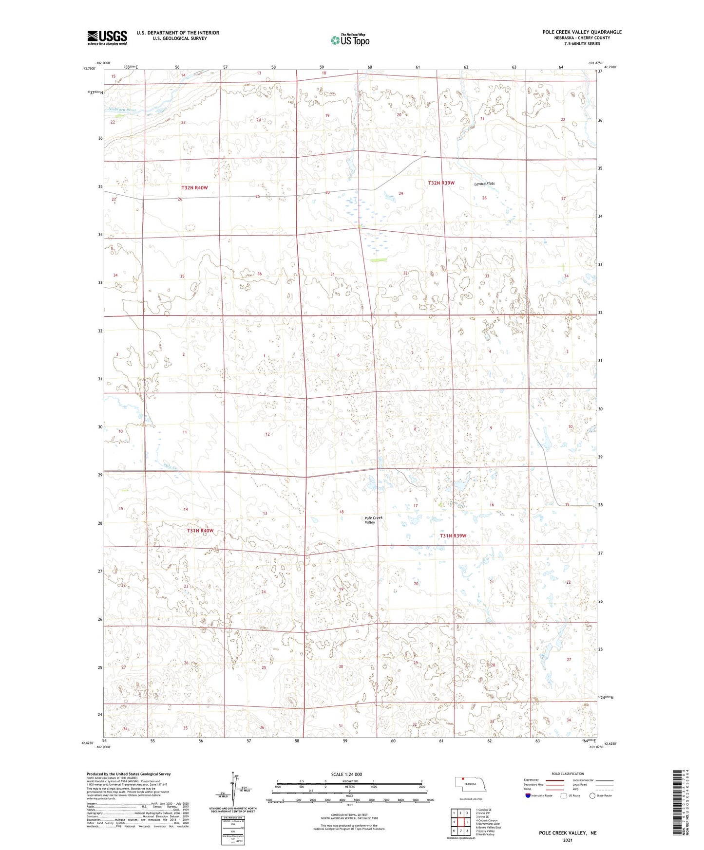 Pole Creek Valley Nebraska US Topo Map Image