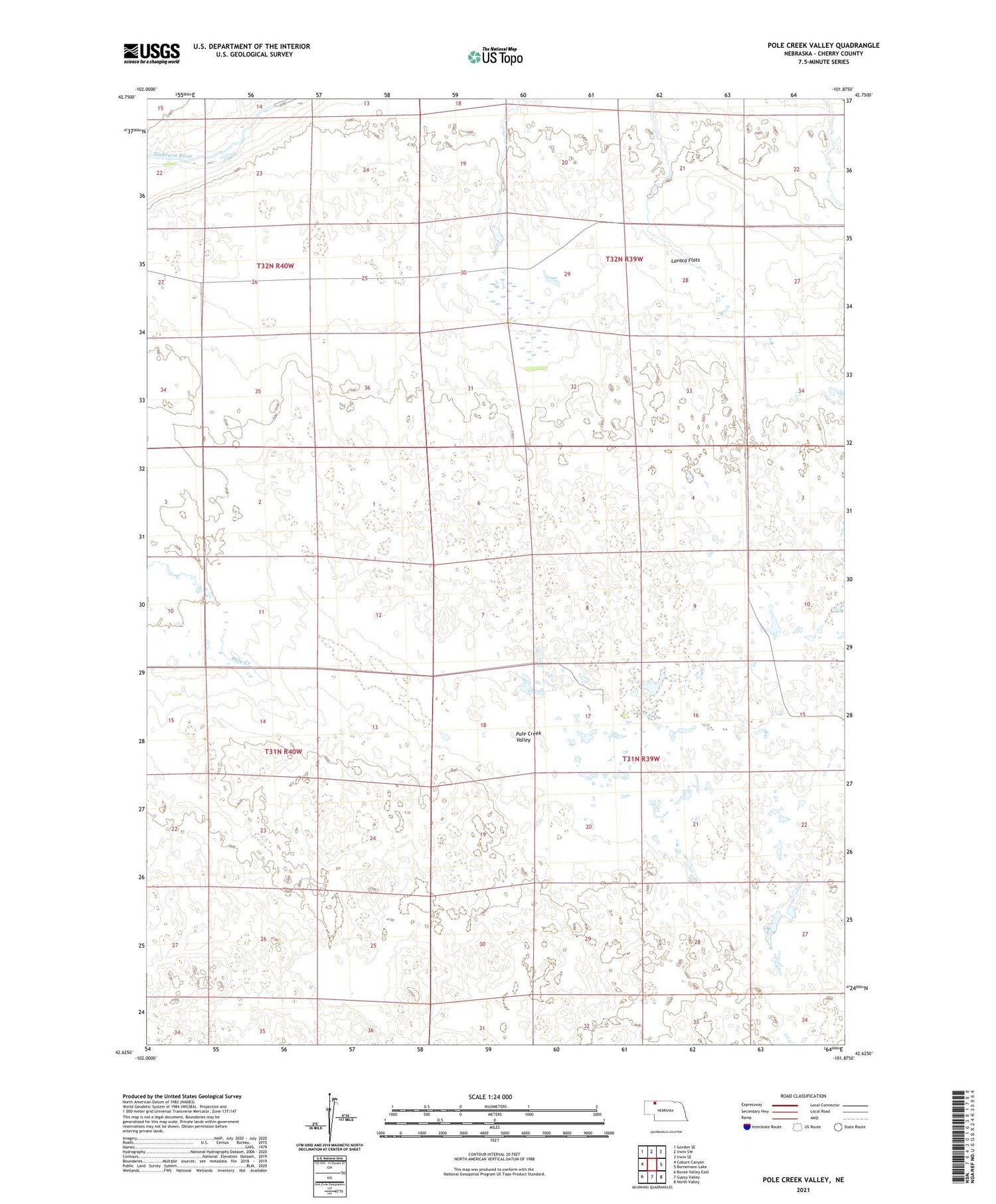 Pole Creek Valley Nebraska US Topo Map Image