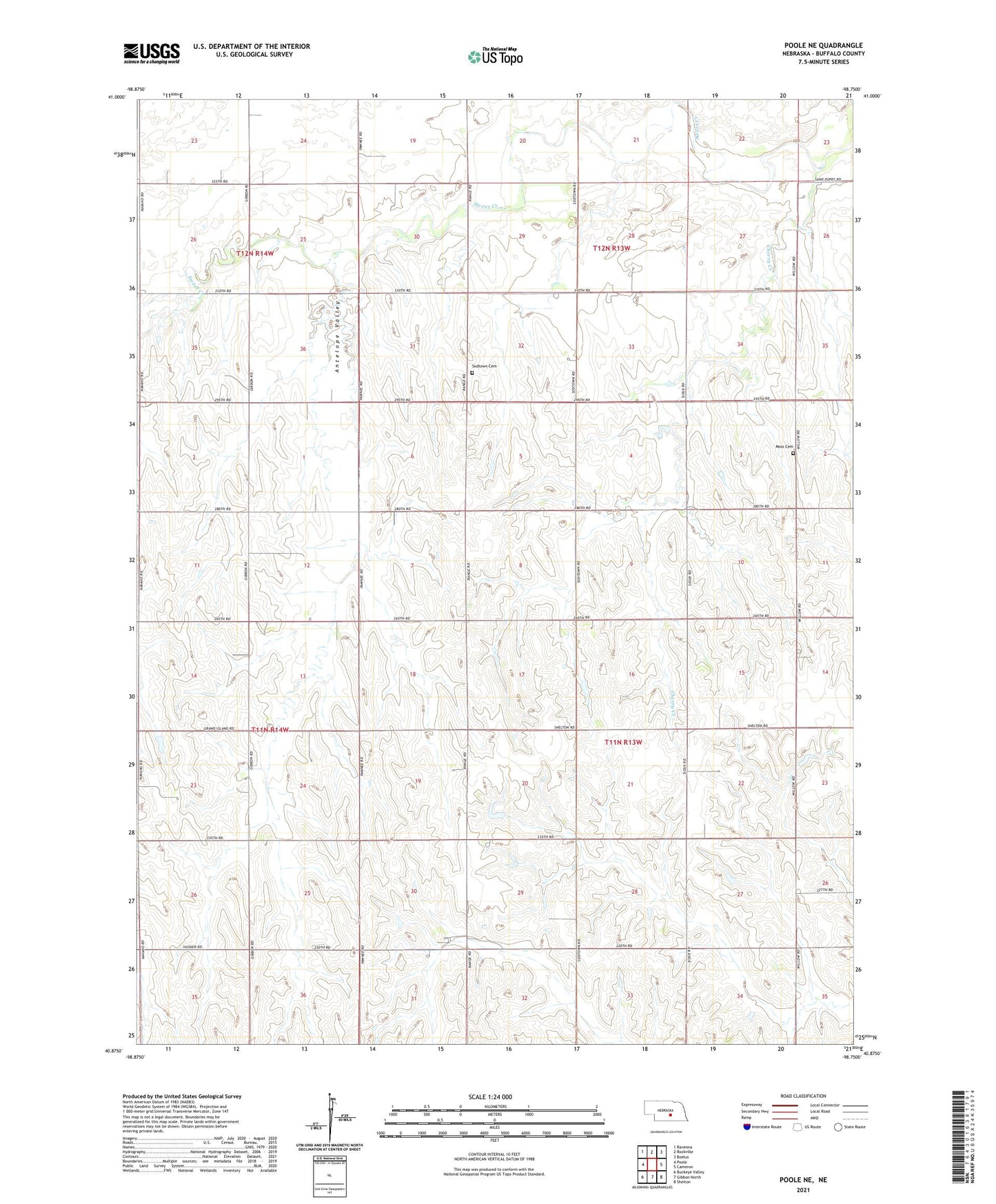 Poole NE Nebraska US Topo Map Image