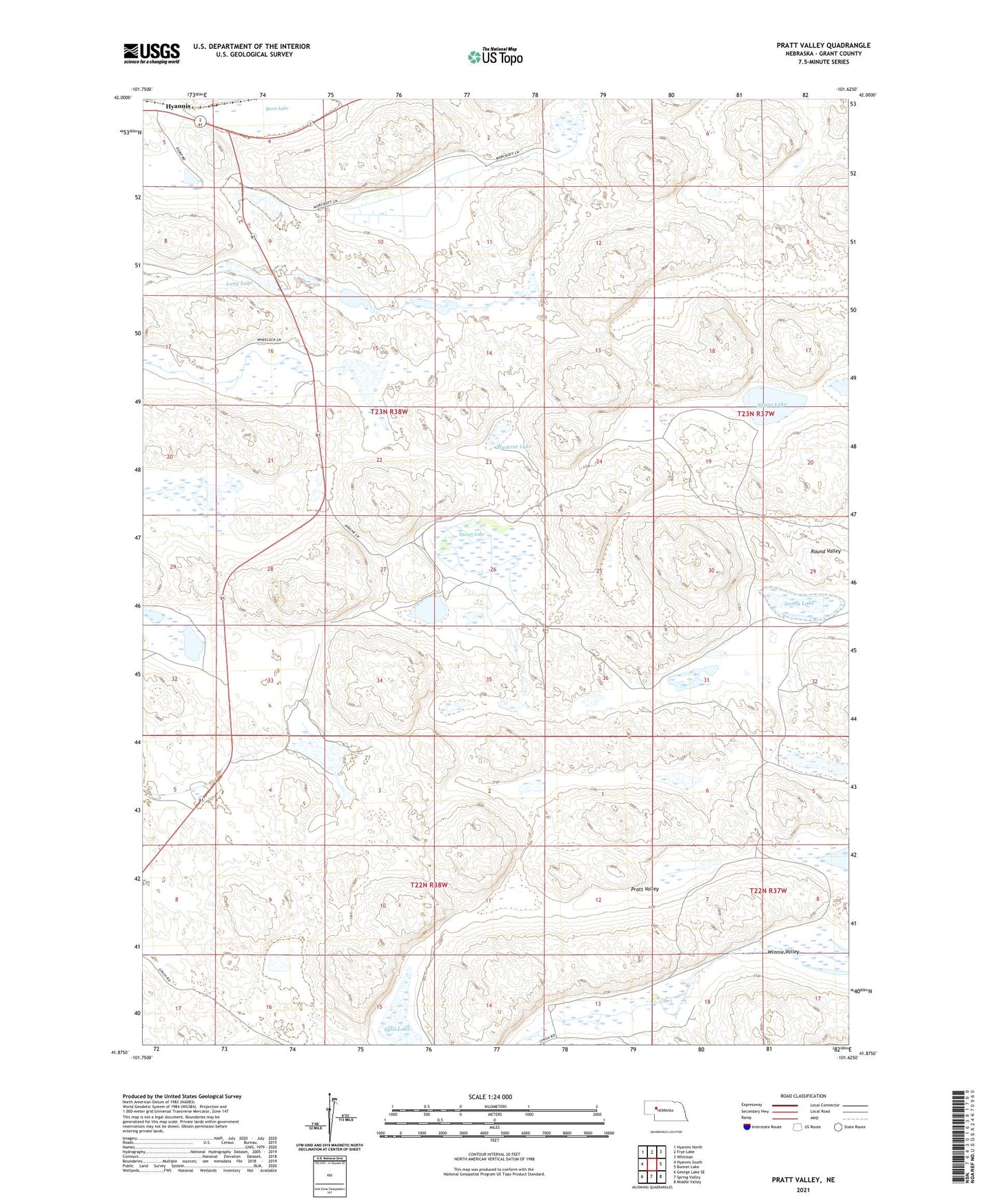 Pratt Valley Nebraska US Topo Map Image
