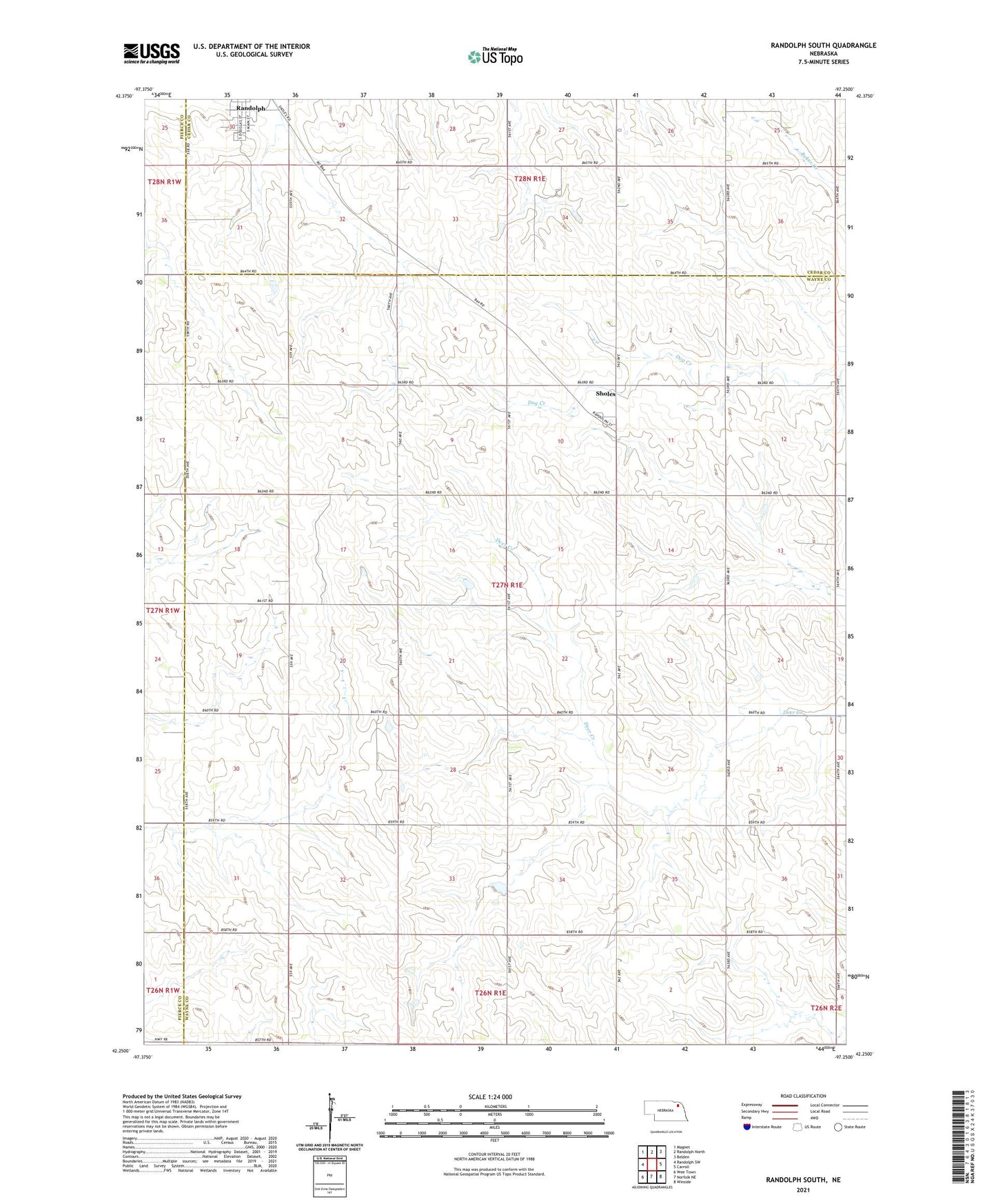 Randolph South Nebraska US Topo Map Image