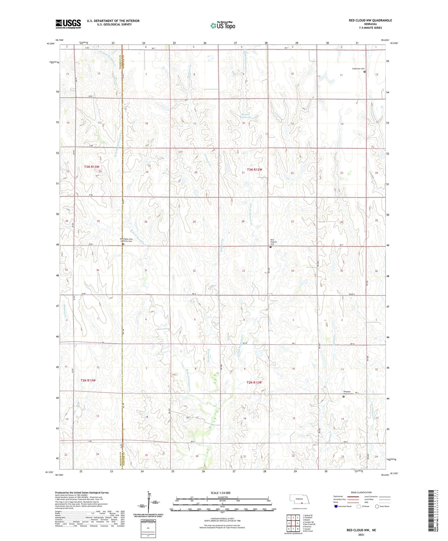 Red Cloud NW Nebraska US Topo Map Image
