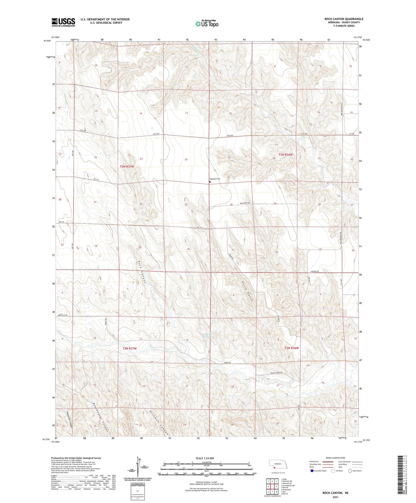 Rock Canyon Nebraska US Topo Map Image