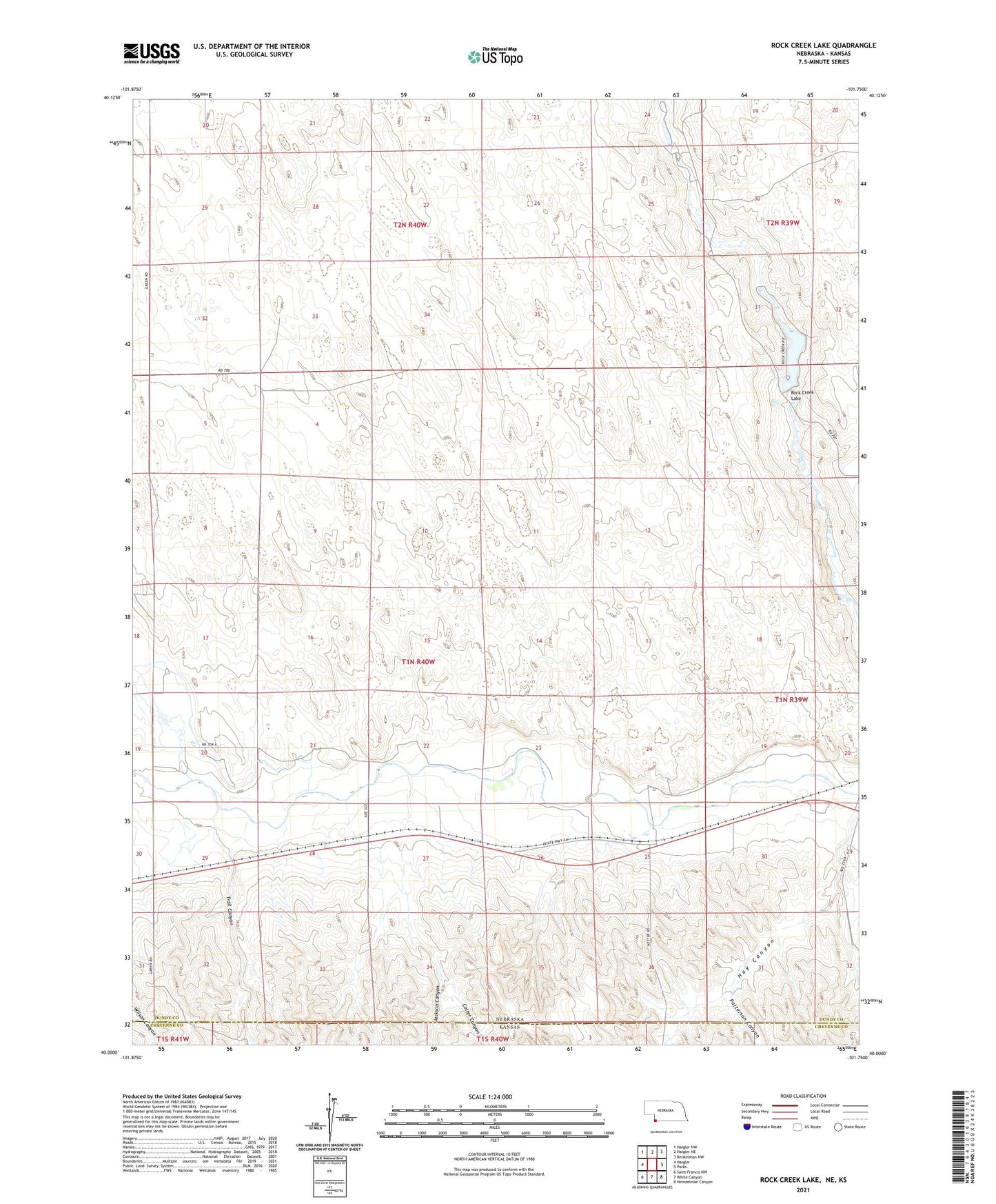 Rock Creek Lake Nebraska US Topo Map Image