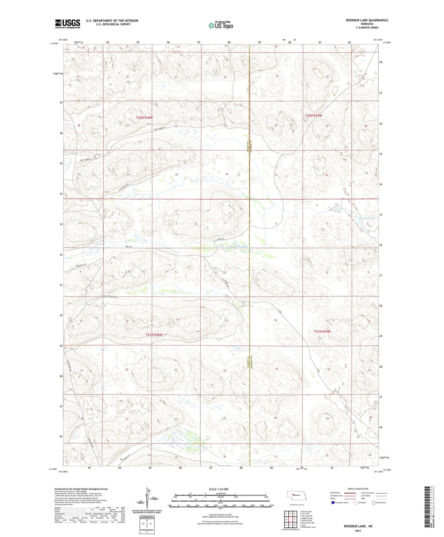 Rosebud Lake Nebraska US Topo Map Image
