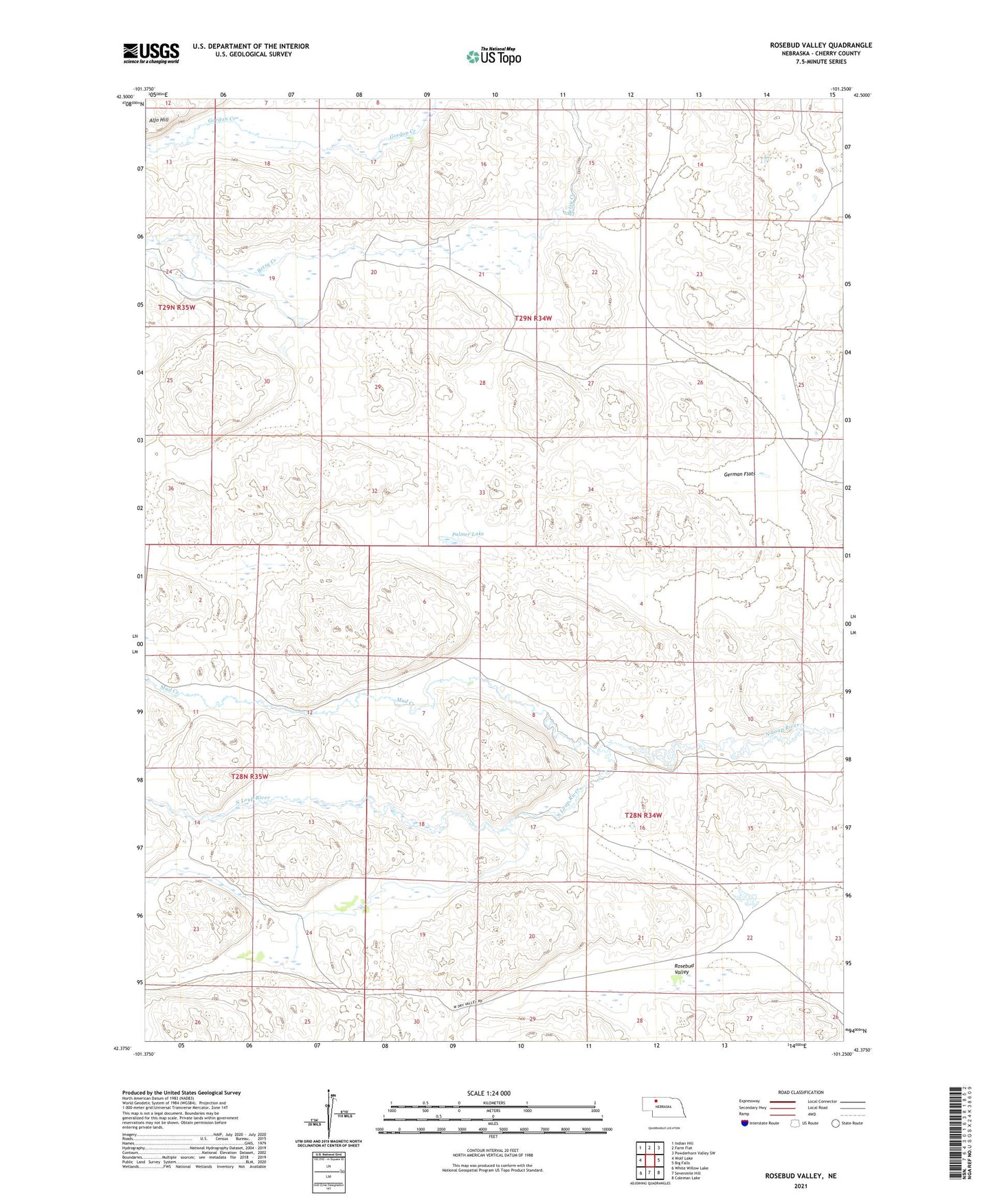 Rosebud Valley Nebraska US Topo Map Image