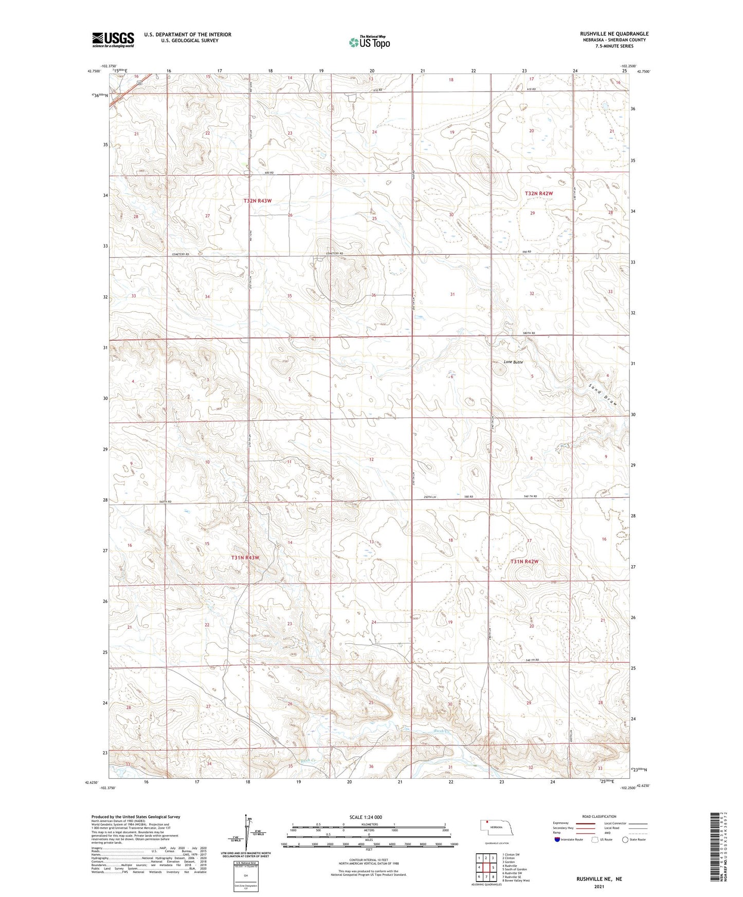 Rushville NE Nebraska US Topo Map Image