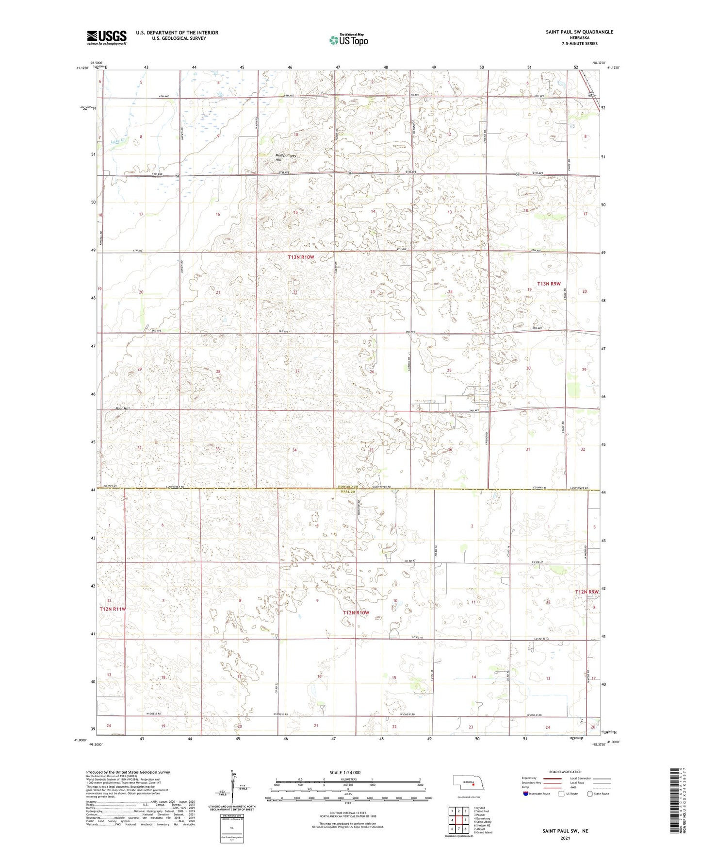 Saint Paul SW Nebraska US Topo Map Image