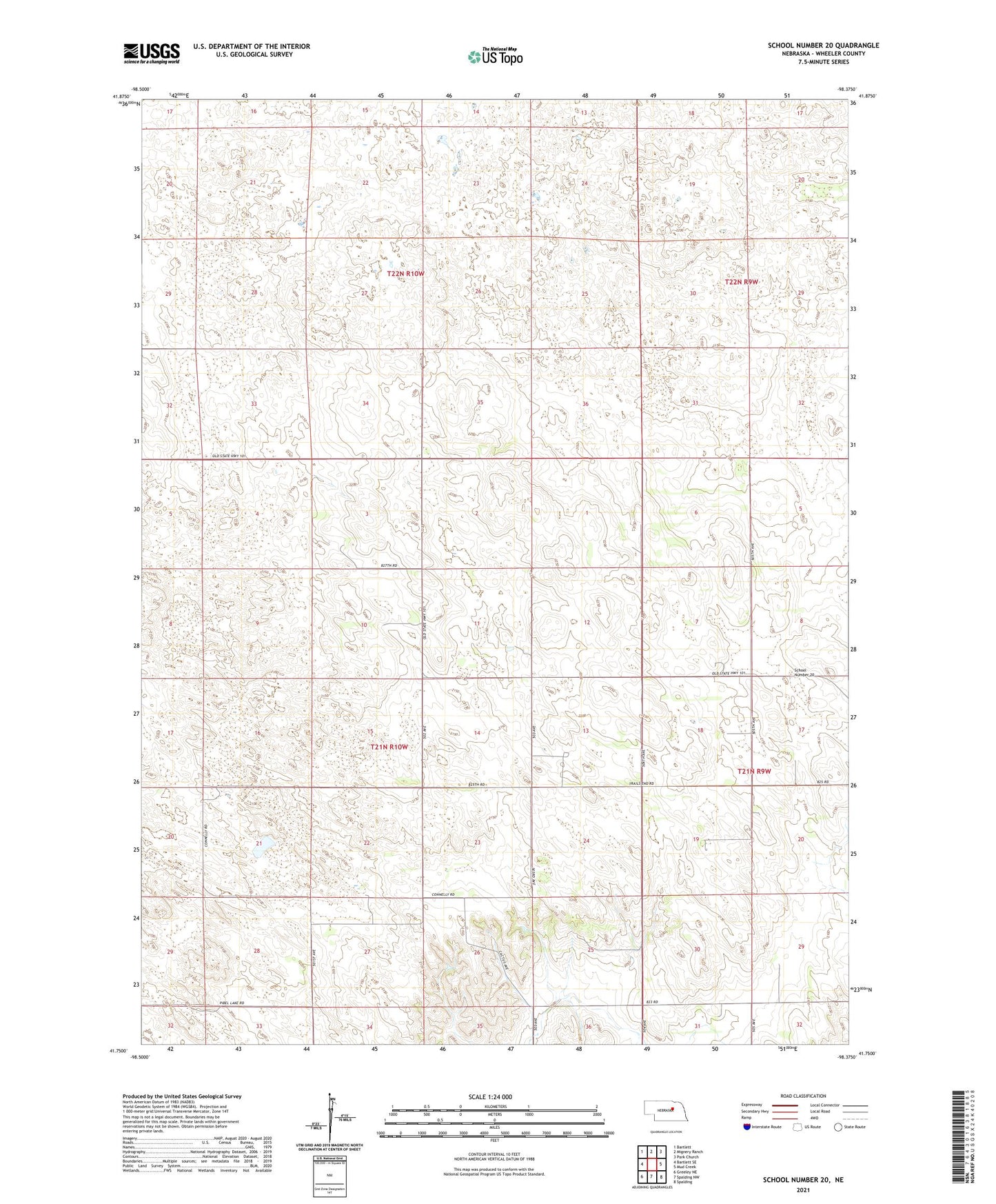 School Number 20 Nebraska US Topo Map Image