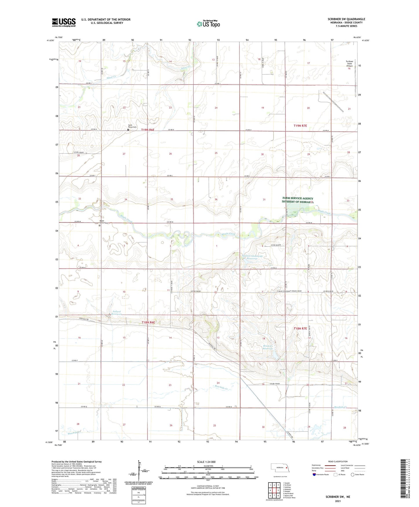 Scribner SW Nebraska US Topo Map Image