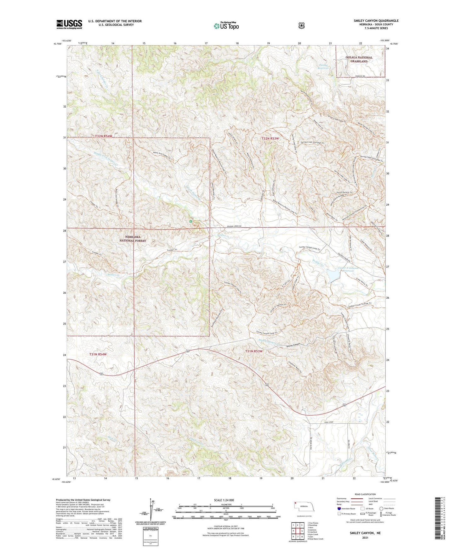 Smiley Canyon Nebraska US Topo Map Image