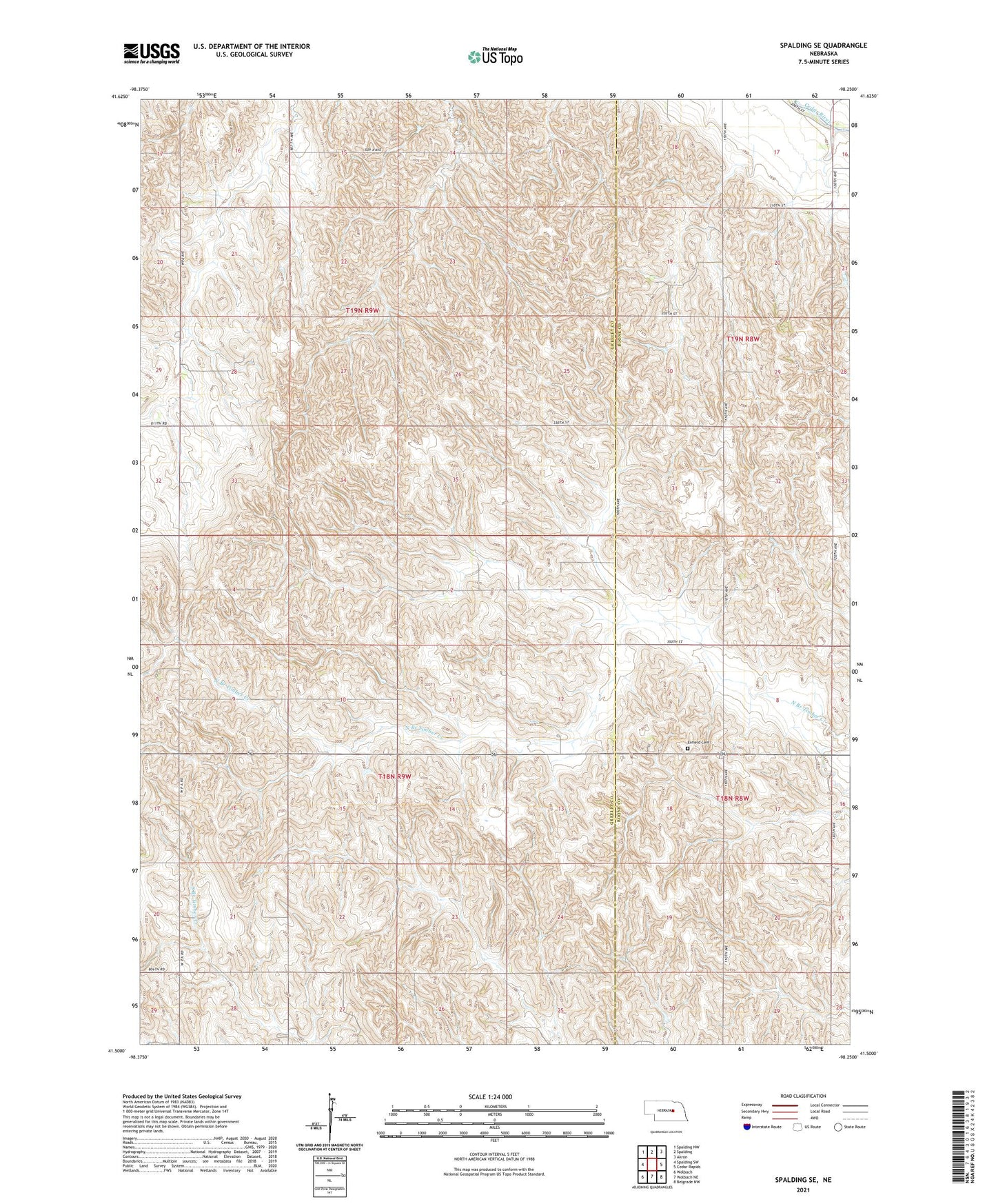 Spalding SE Nebraska US Topo Map Image