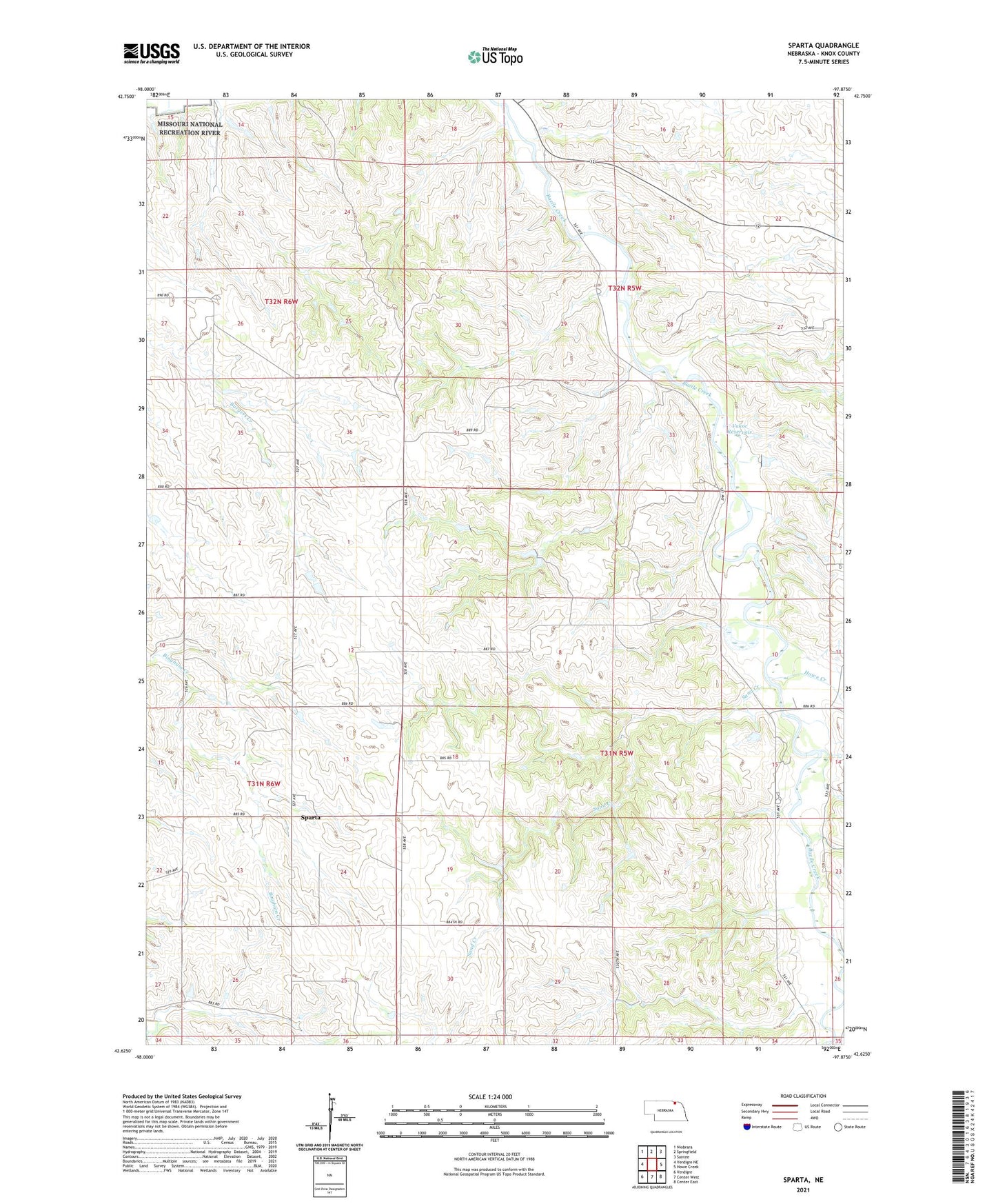 Sparta Nebraska US Topo Map Image