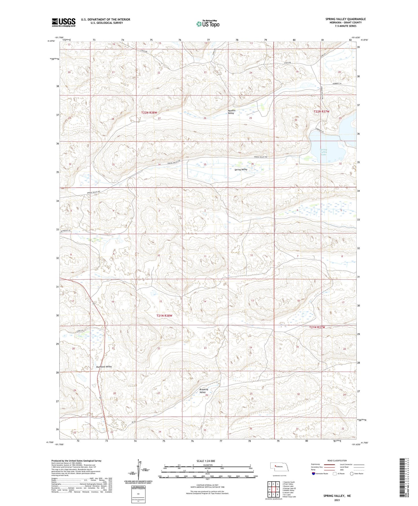 Spring Valley Nebraska US Topo Map Image