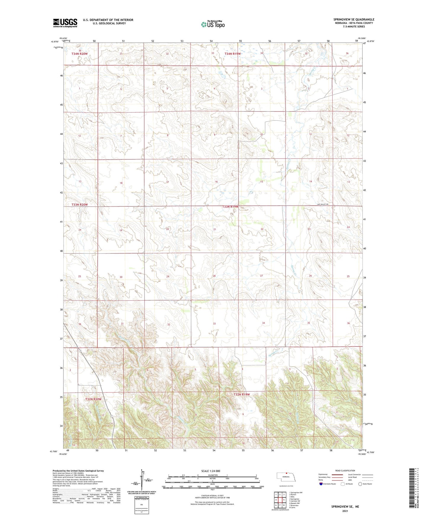 Springview SE Nebraska US Topo Map Image