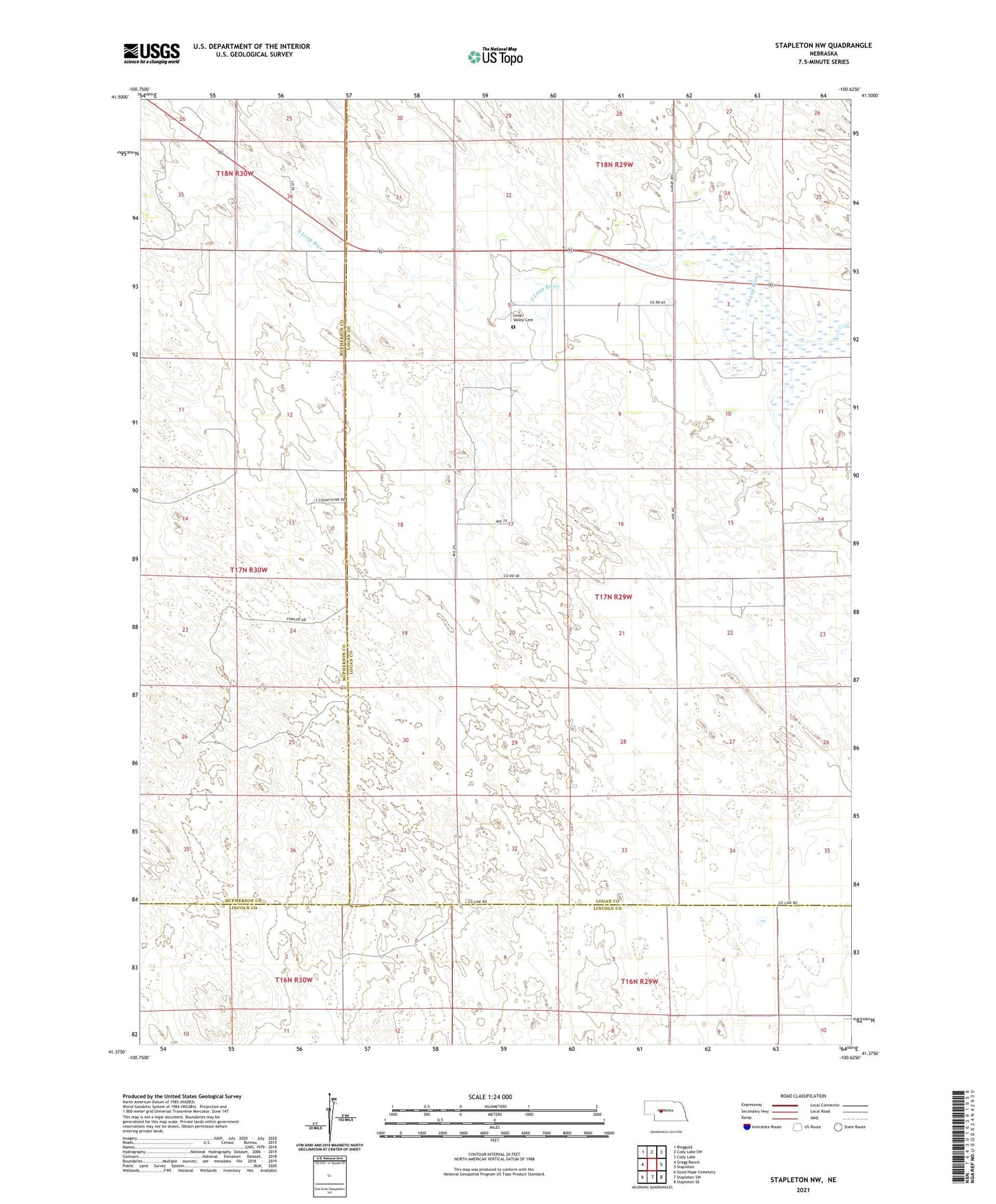 Stapleton NW Nebraska US Topo Map Image