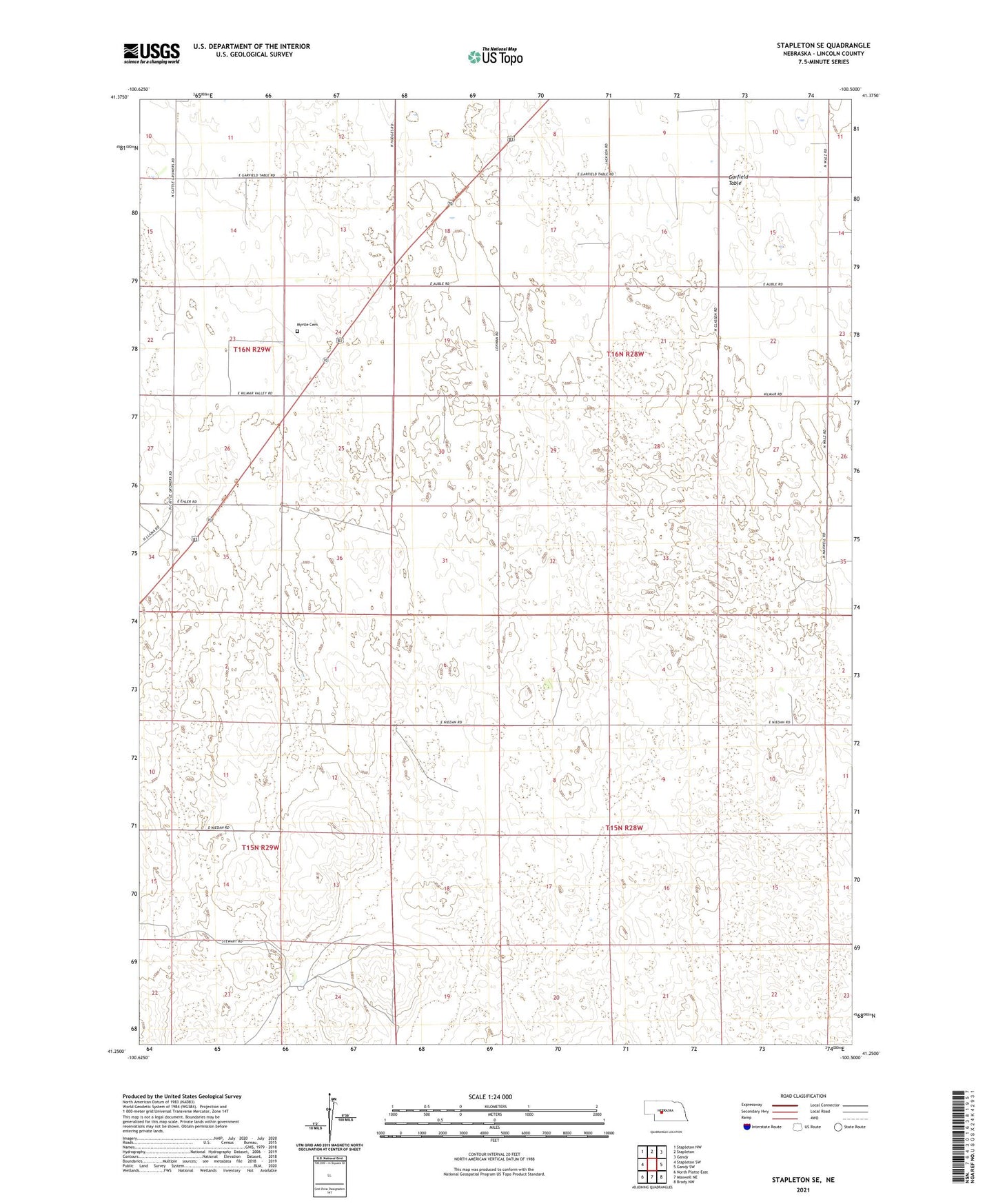 Stapleton SE Nebraska US Topo Map Image