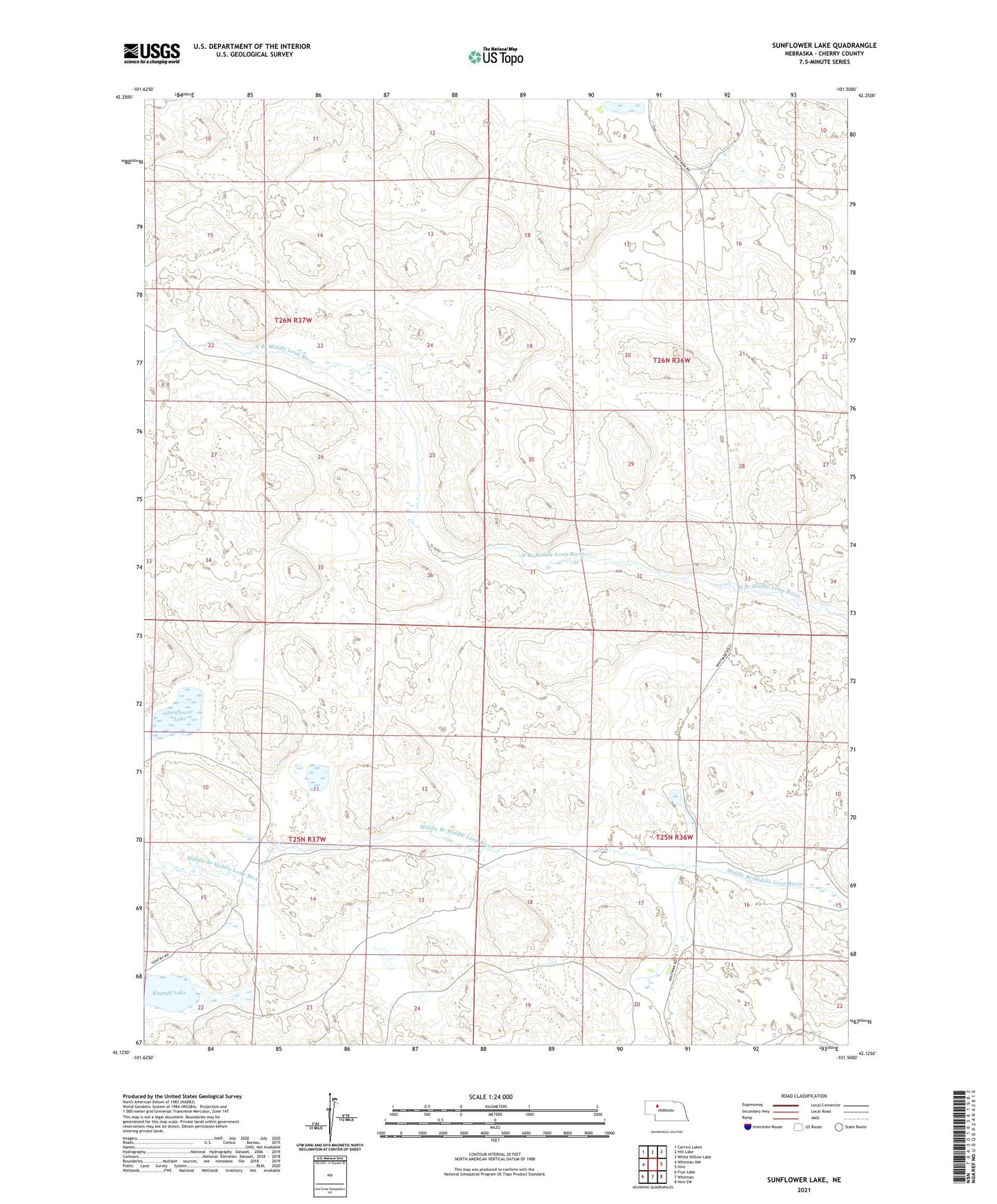 Sunflower Lake Nebraska US Topo Map Image