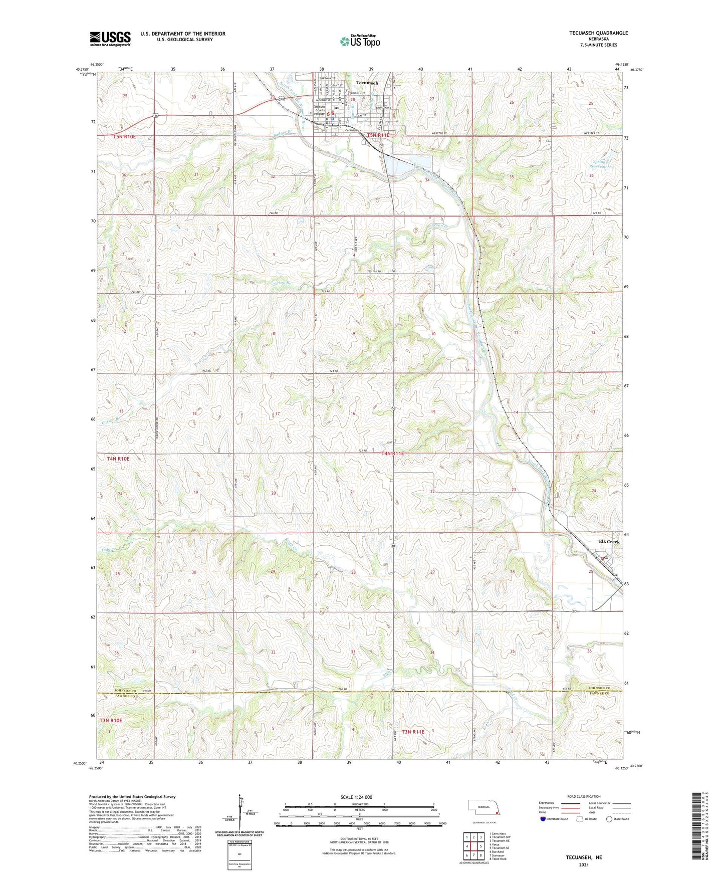 Tecumseh Nebraska US Topo Map Image