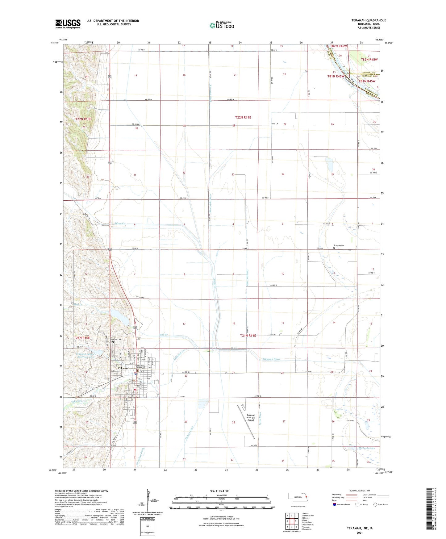 Tekamah Nebraska US Topo Map Image